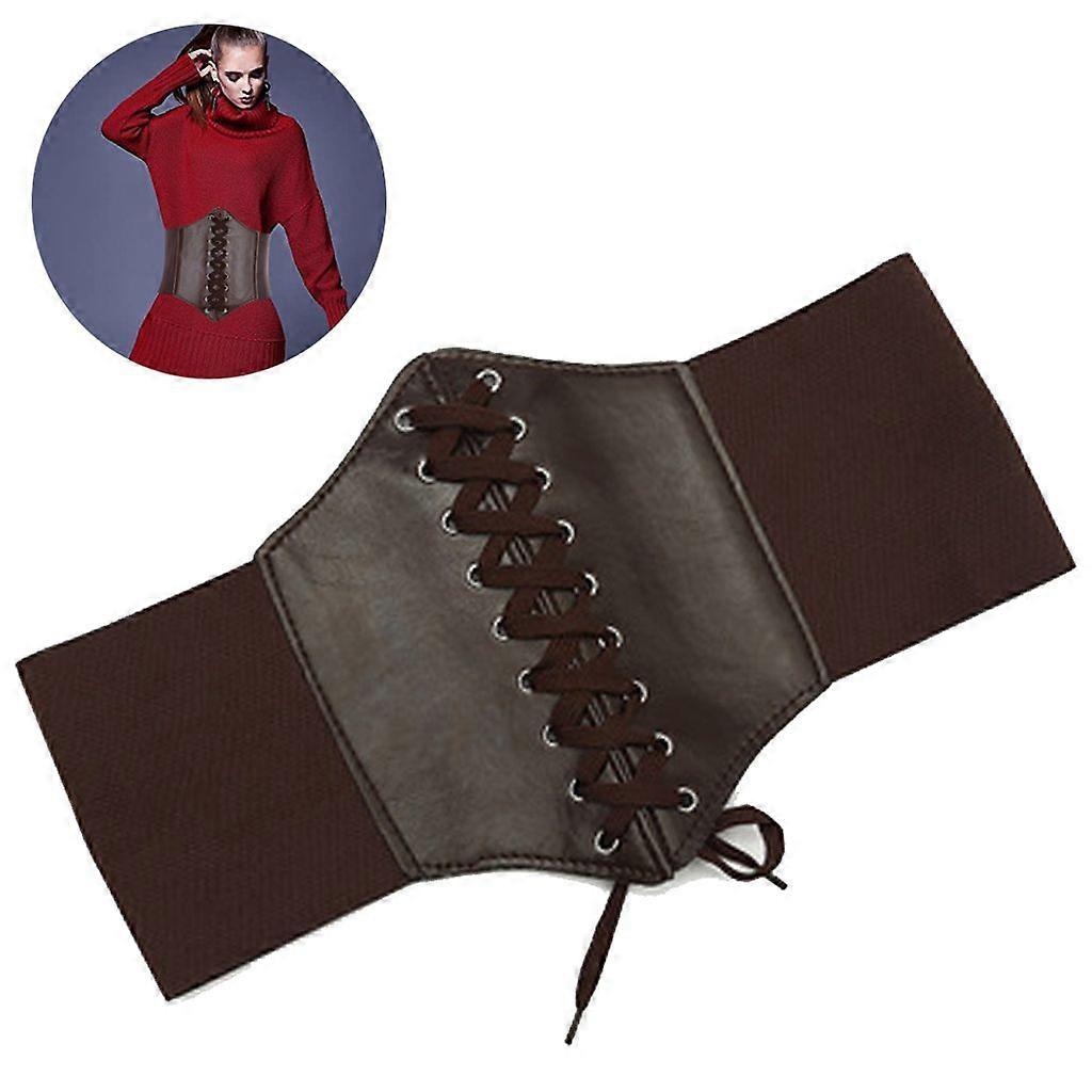 Lace-up korset elastisk linning, brun