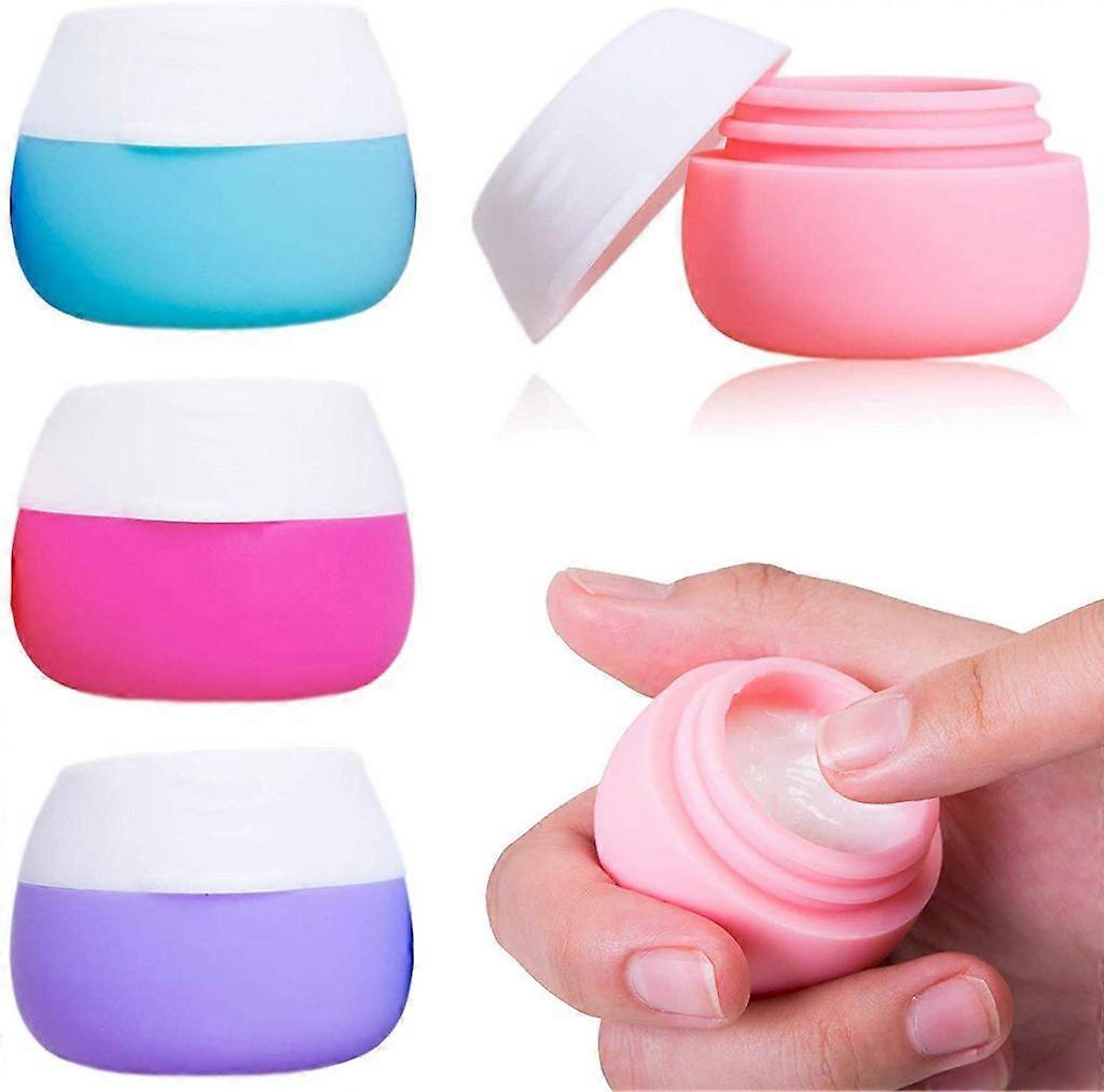 Travel container set, silicone cream jars for toiletries with hard seal lids for storing face and hand creams, 20 ml (4 pieces)