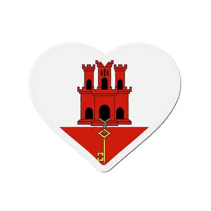 Gibraltar Heart Flag Magnet - Multicolored - 8 cm - 50 pieces - Synthetic resin - Mixed