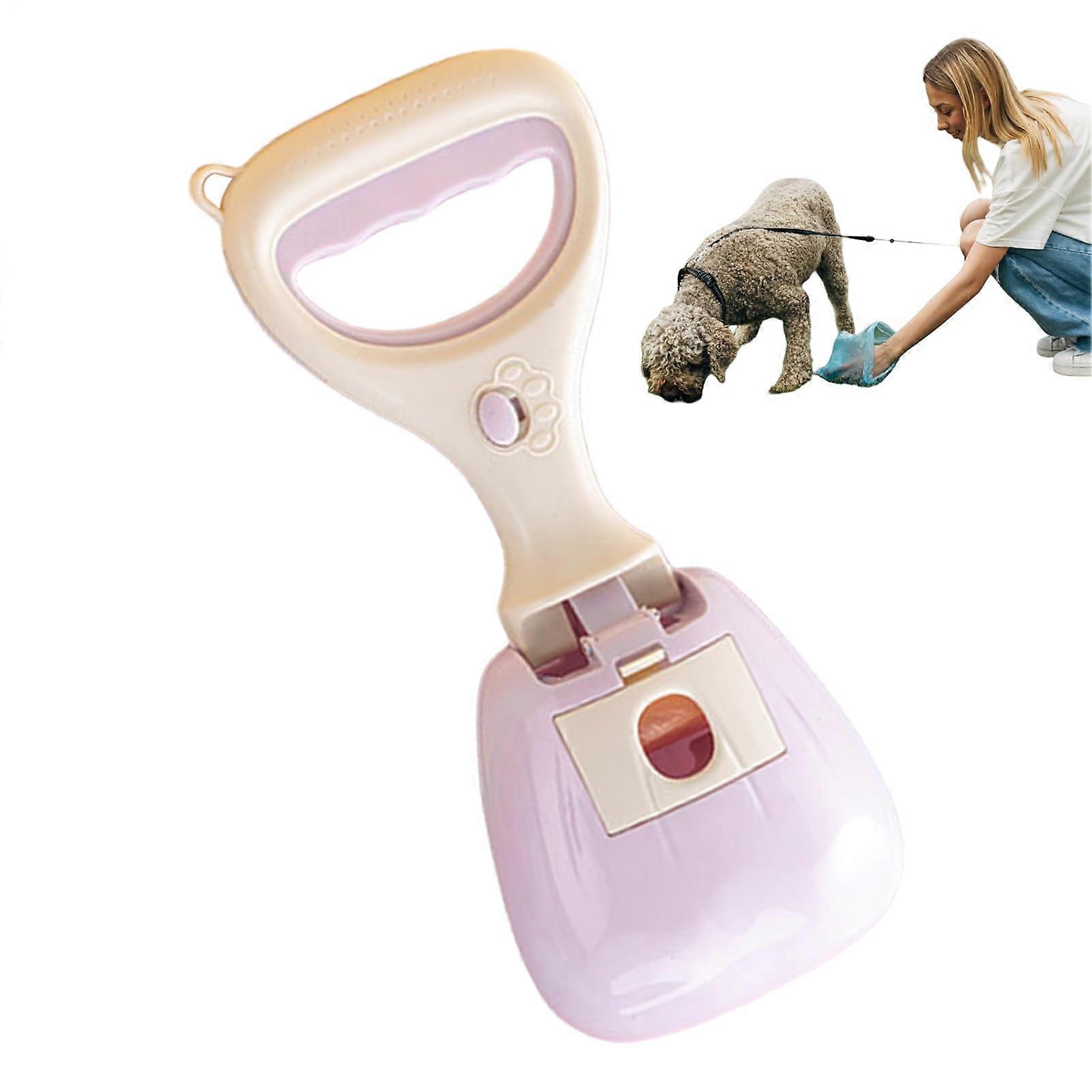 Dog Poop Picker, Portable Pooper Scooper with Built-In Waste Bags, Ergonomic Handle for Daily Walks, Purple Color