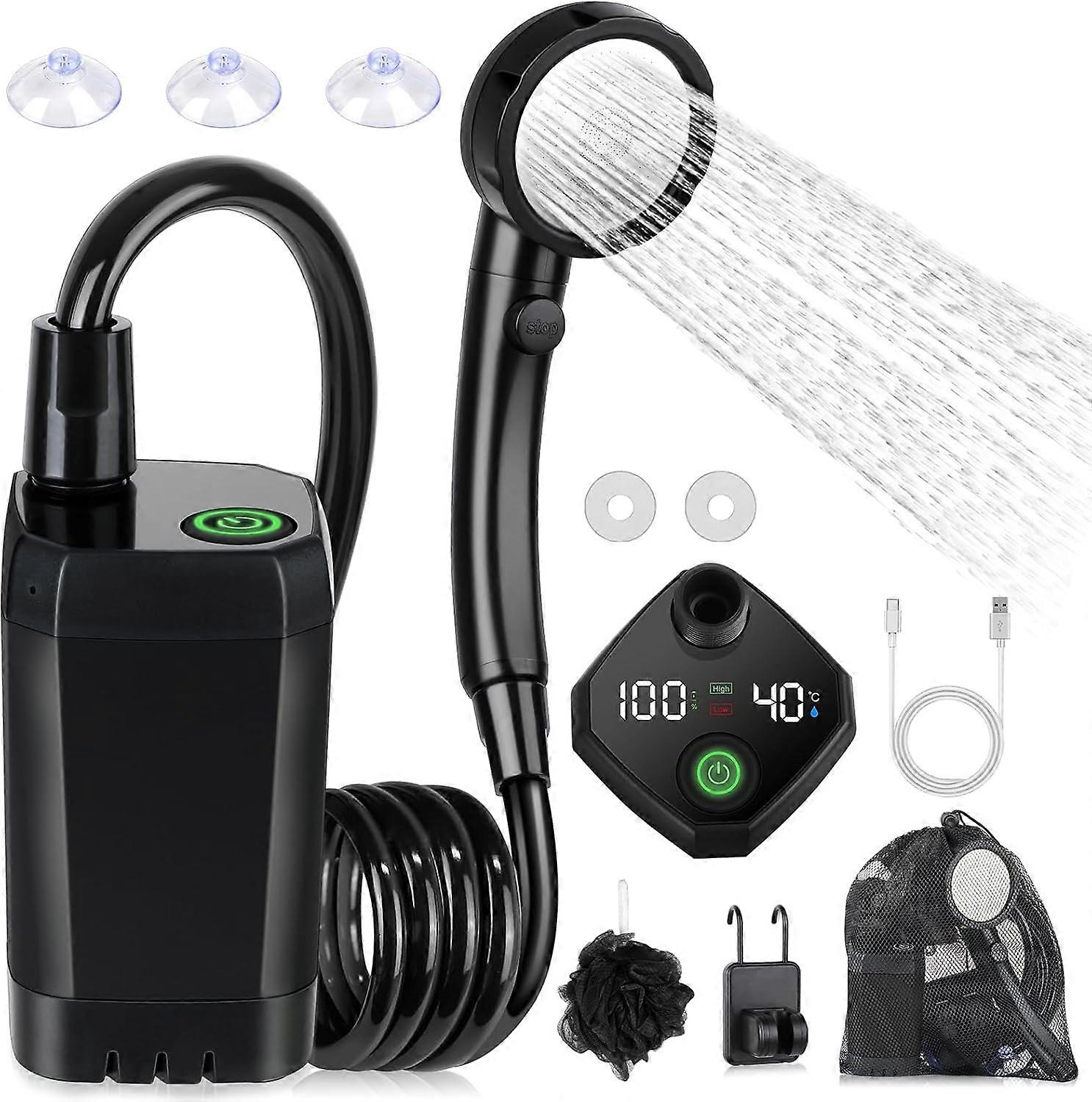 Waterproof Camping Shower Kit  Camping  H  with Smart Display and 4 Modes Shower Head for Outdoor  Portable Shower  Rechargeable Electric Shower Pump
