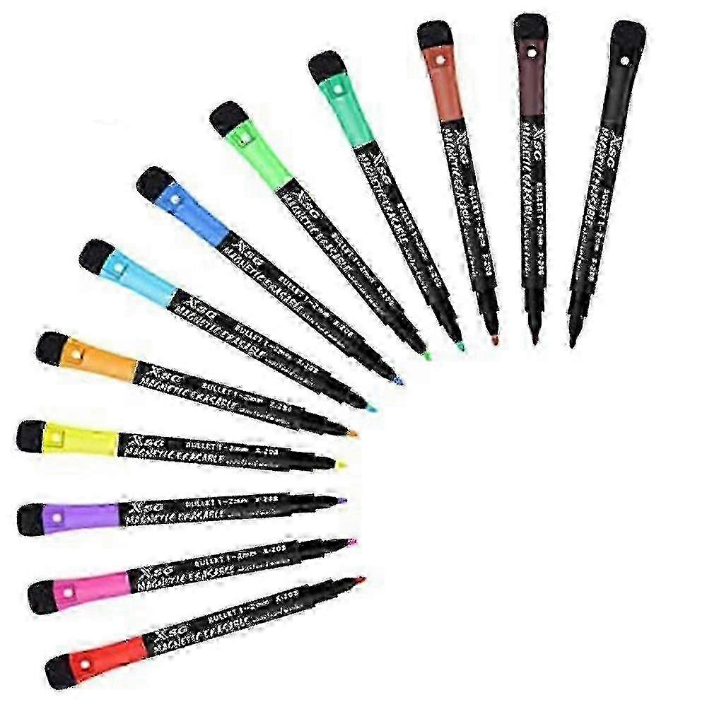 12pc Magnetic Whiteboard Set with Eraser & Dry Wipe Outline Markers - Ideal for Home, Office & Classroom Use
