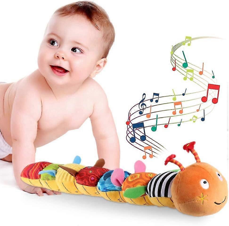 Baby Toys Musical Caterpillar Multicolor Infant Toy Crinkle Rattle Soft with Ruler Design, Bells and