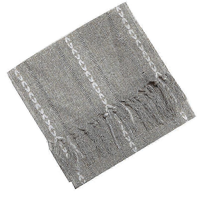 Imitation Cotton Linen Table Flag with Tassels - Solid Color Tablecloth for Holiday Party Dining Table Decoration