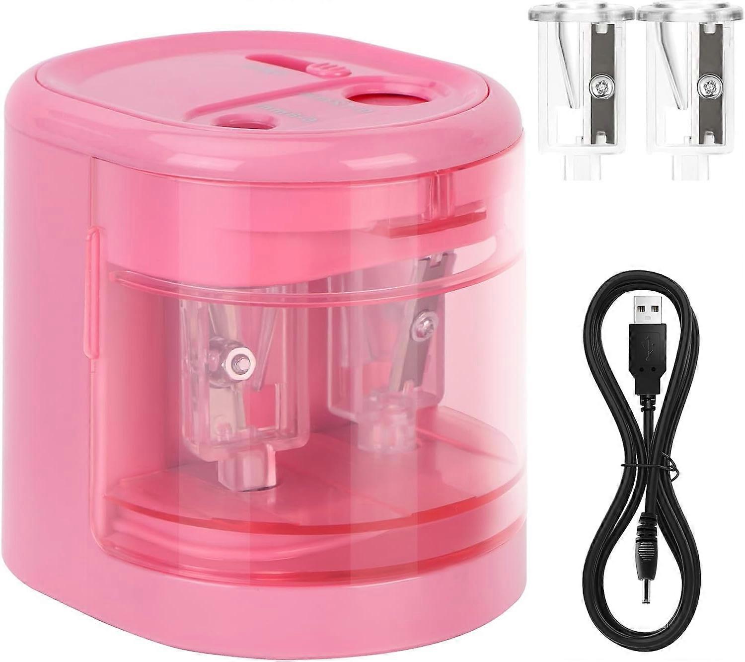 Automatic Electric Pencil Sharpener with Dual Hole Design for Standard & Colored Pencils, Perfect for School Office Home Use,Pink