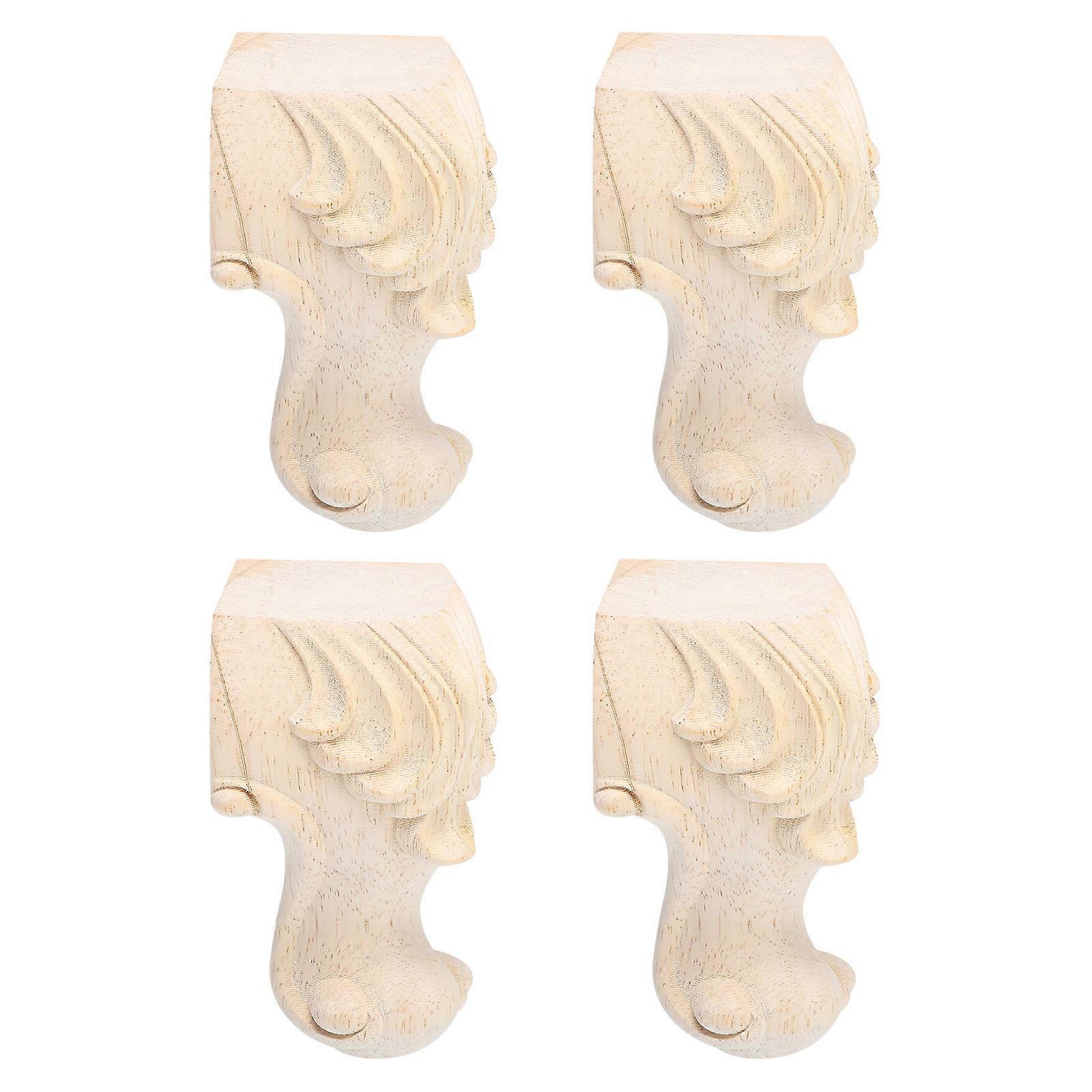 4pcs European Style Carved Table Legs for Sofa, Bed & Cabinet – Durable Rubberwood Furniture Feet, DIY Friendly & High Weight Capacity