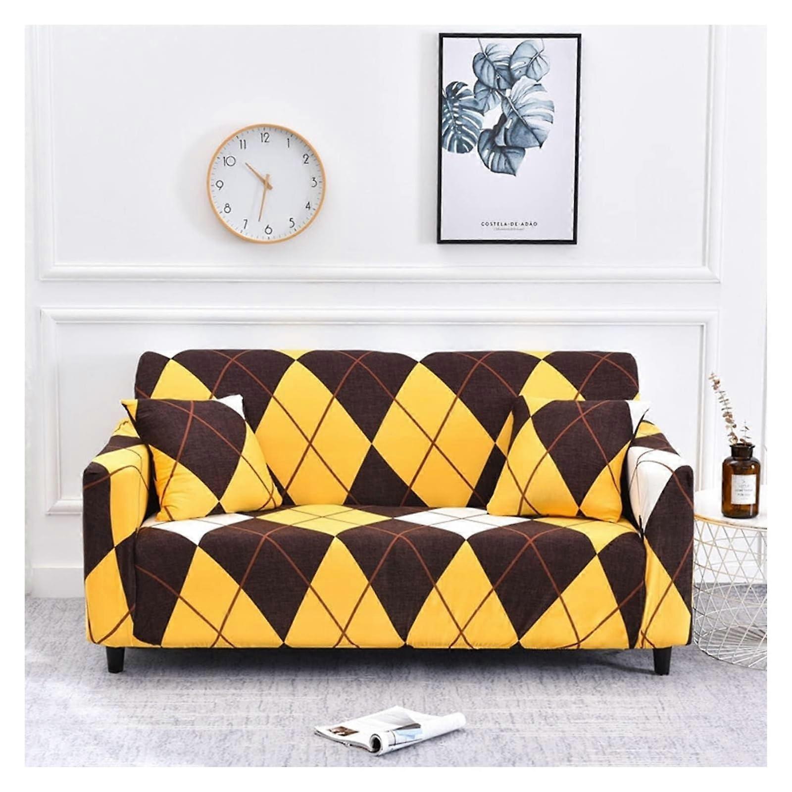 Stretch sofa cover, universal onepiece couch cover, printed patterned protector for pets (3 Seater 185 230cm)