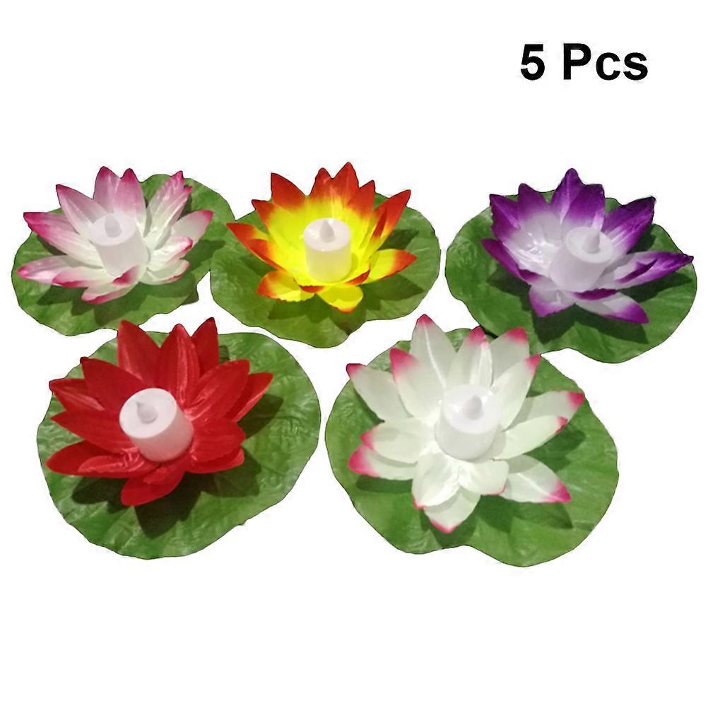 Electronic Candle Lotus Lamp with for Decoration 5pcs Assorted Color Fabric
