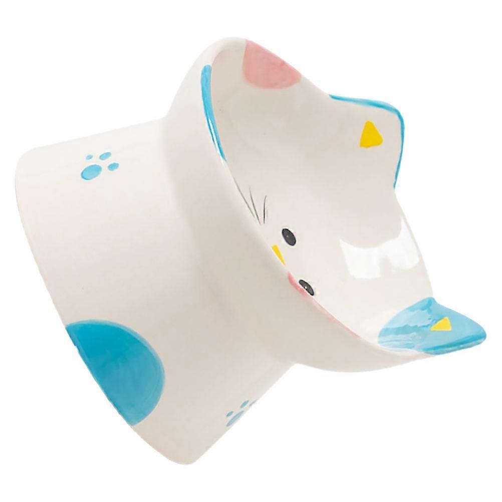 Ceramic Elevated Cat Bowl with Neck Support Tilted Feeding Station for Comfortable Eating and Improved Digestion for Cats and Dogs