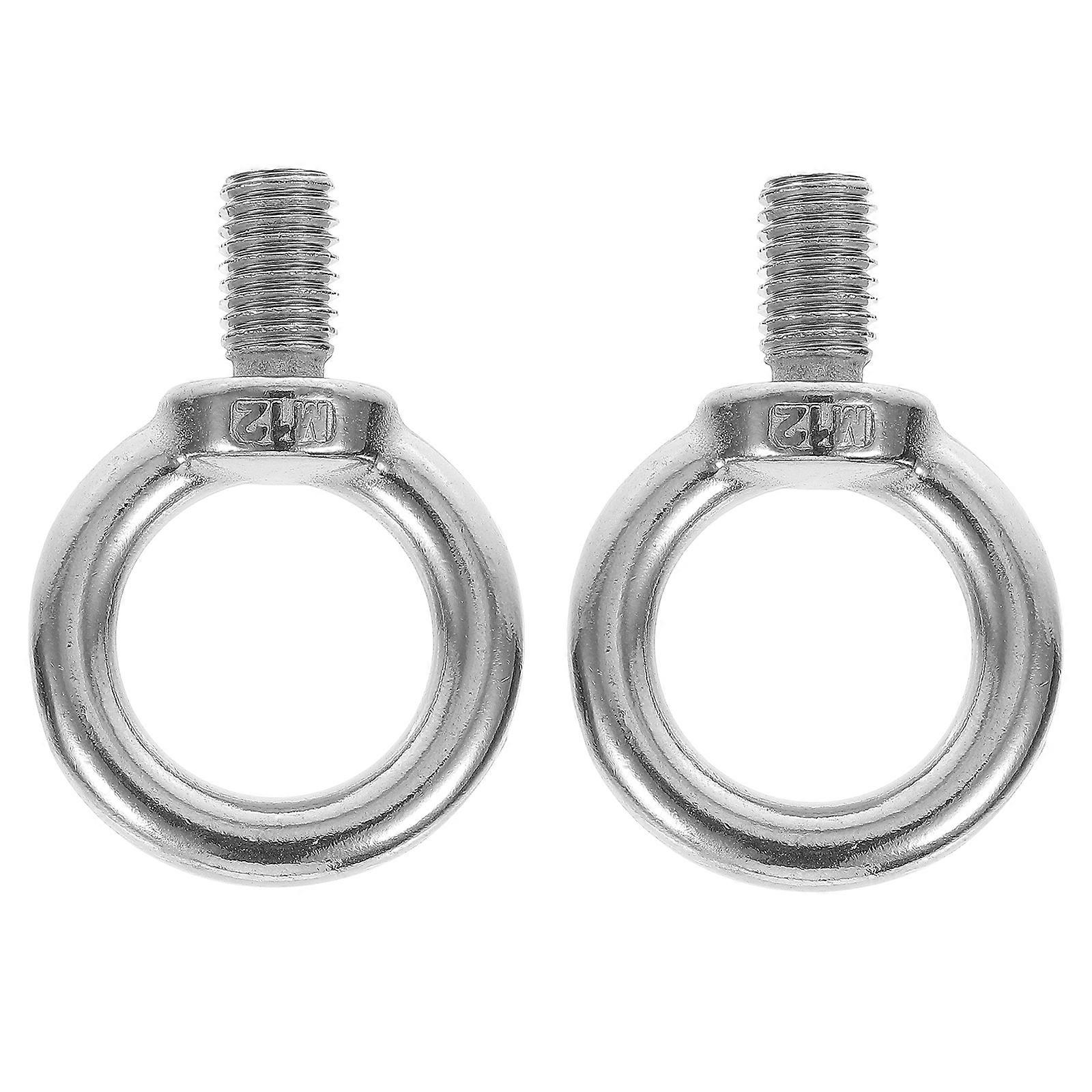 Ring Eye Bolts Threaded Eye Screw Electrical Equipment Decoration 2Pcs