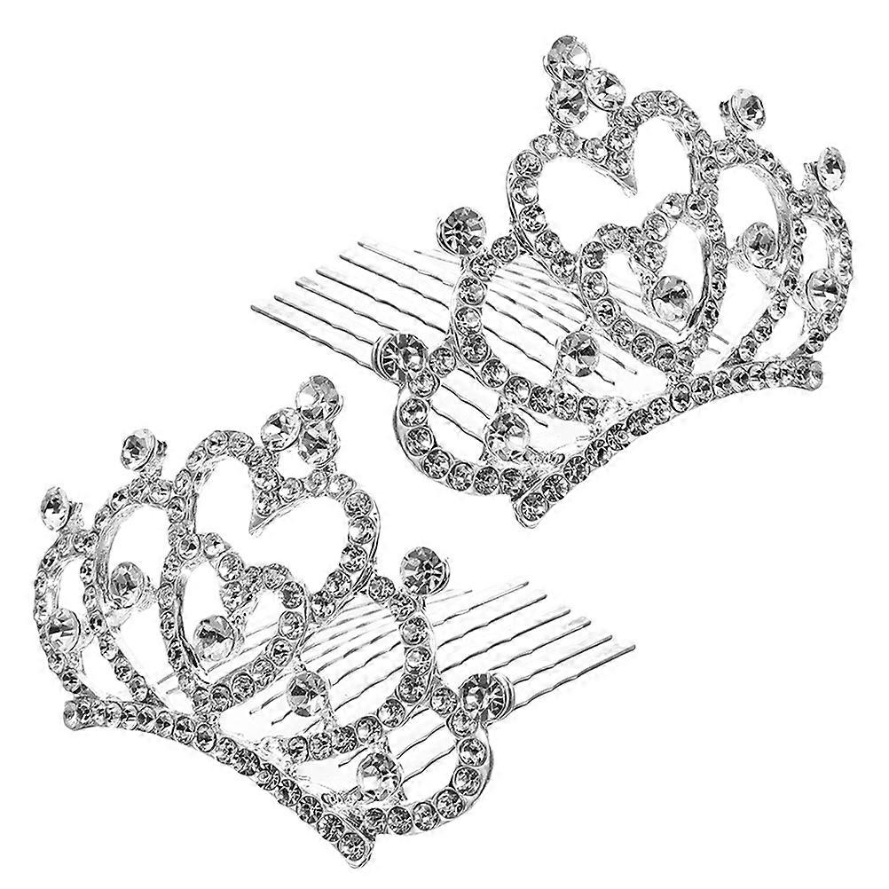 2pcs Mini Rhinestone Tiara Comb Lightweight Sparkling Hair Accessories for Dance, Performance, and Party Headpieces