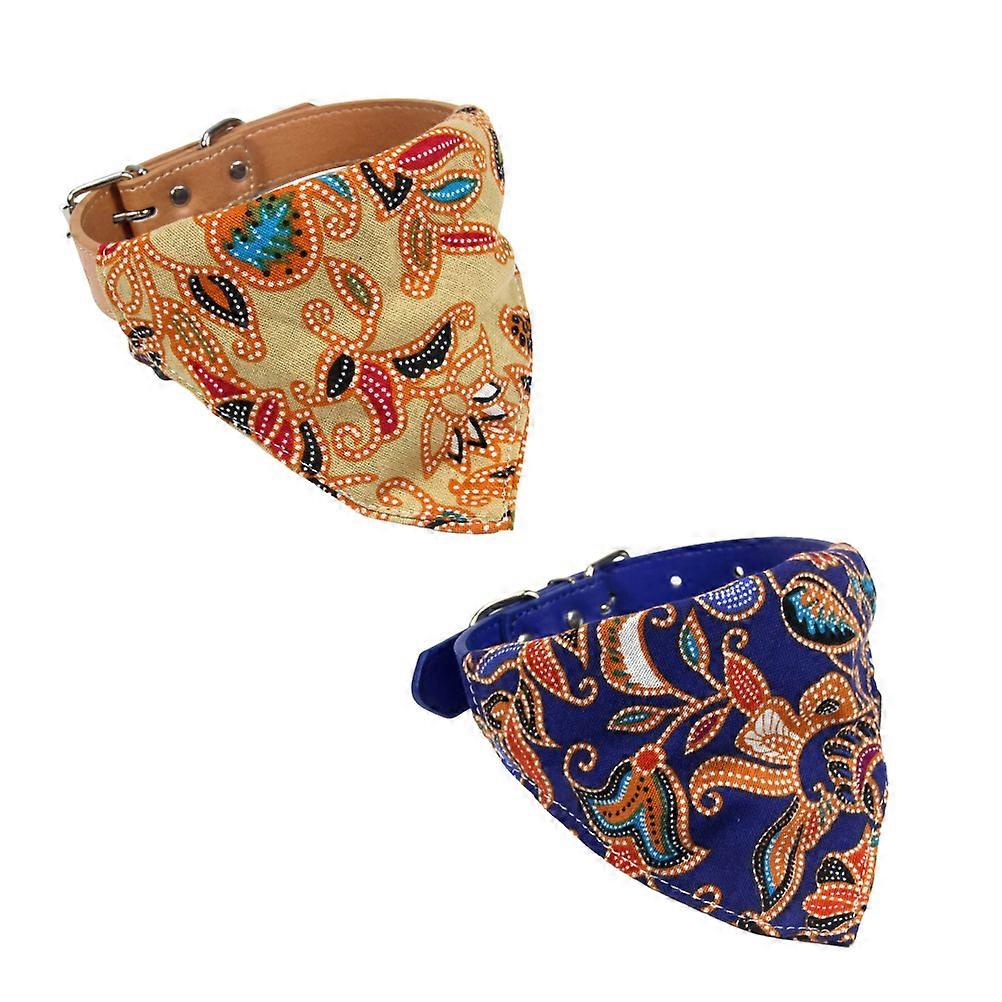 Dog Bandana Fashionable Saliva Towel Cotton Pet Bib S Khaki for Various Occasions 2Set