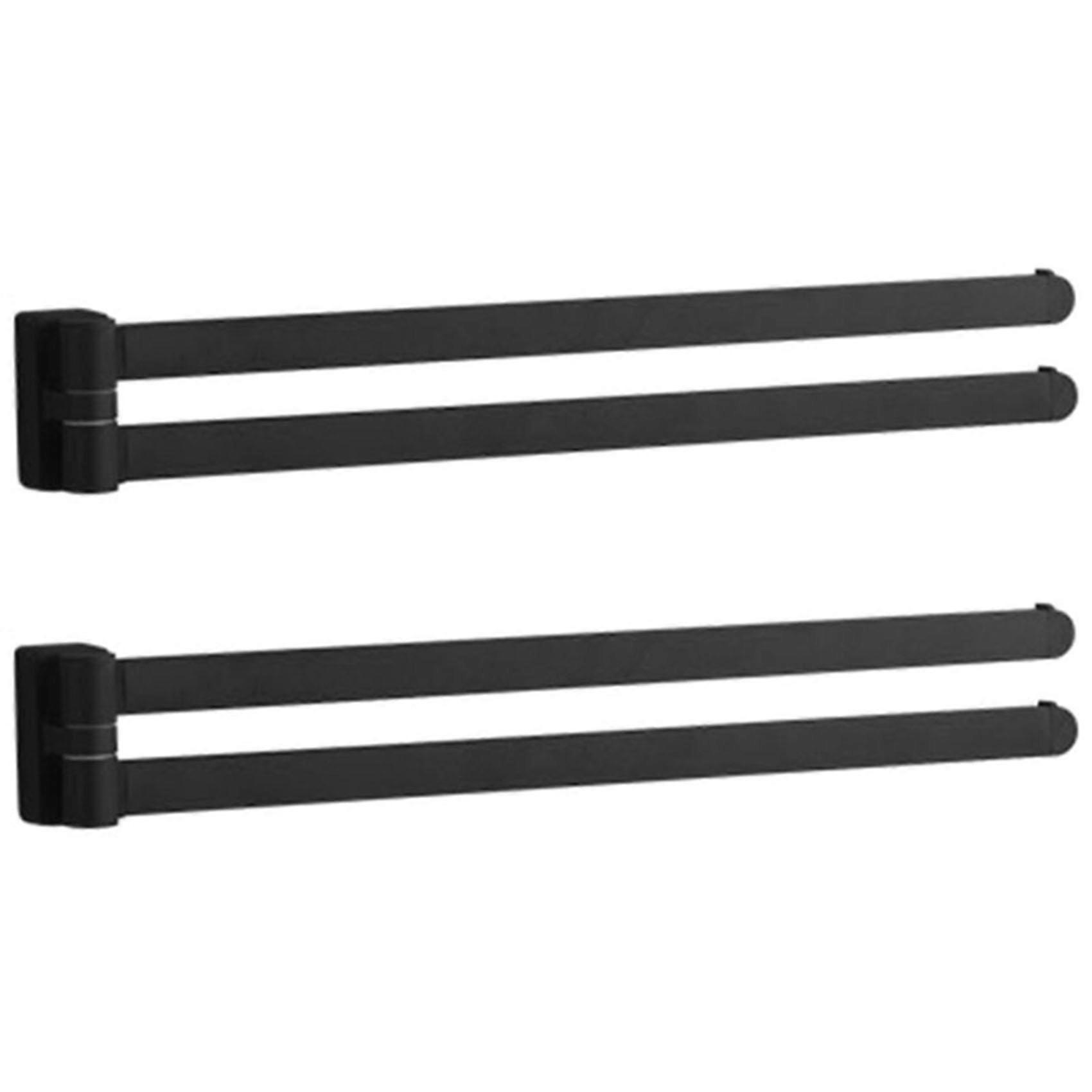 2X Swivel Towel Bar Movable Double Towel Rails Chrome Polished Matt Rubber Black Bathroom Accessorie