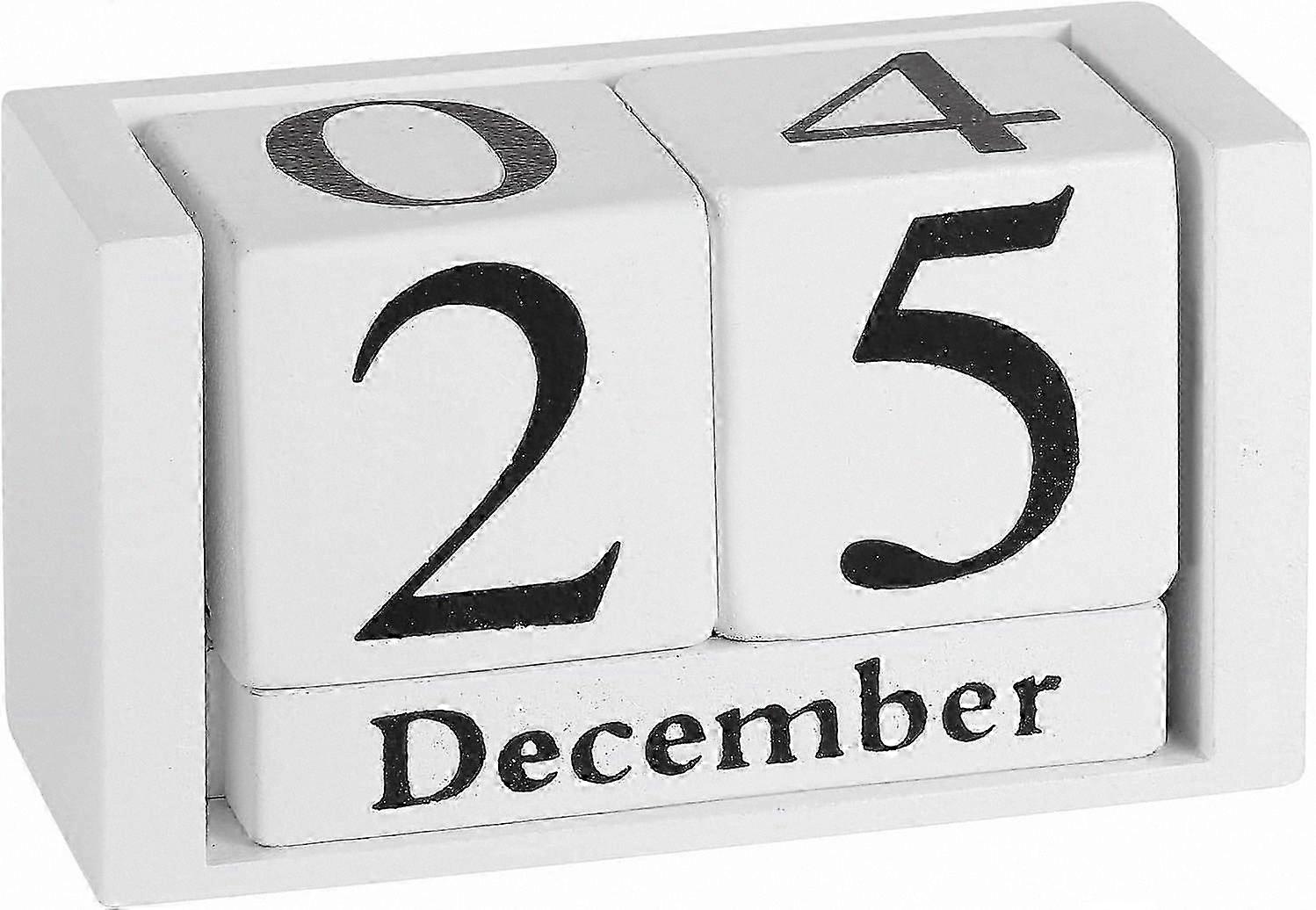 Rustic Wooden Calendar Cube with Month and Day Display for Home or Office Decor