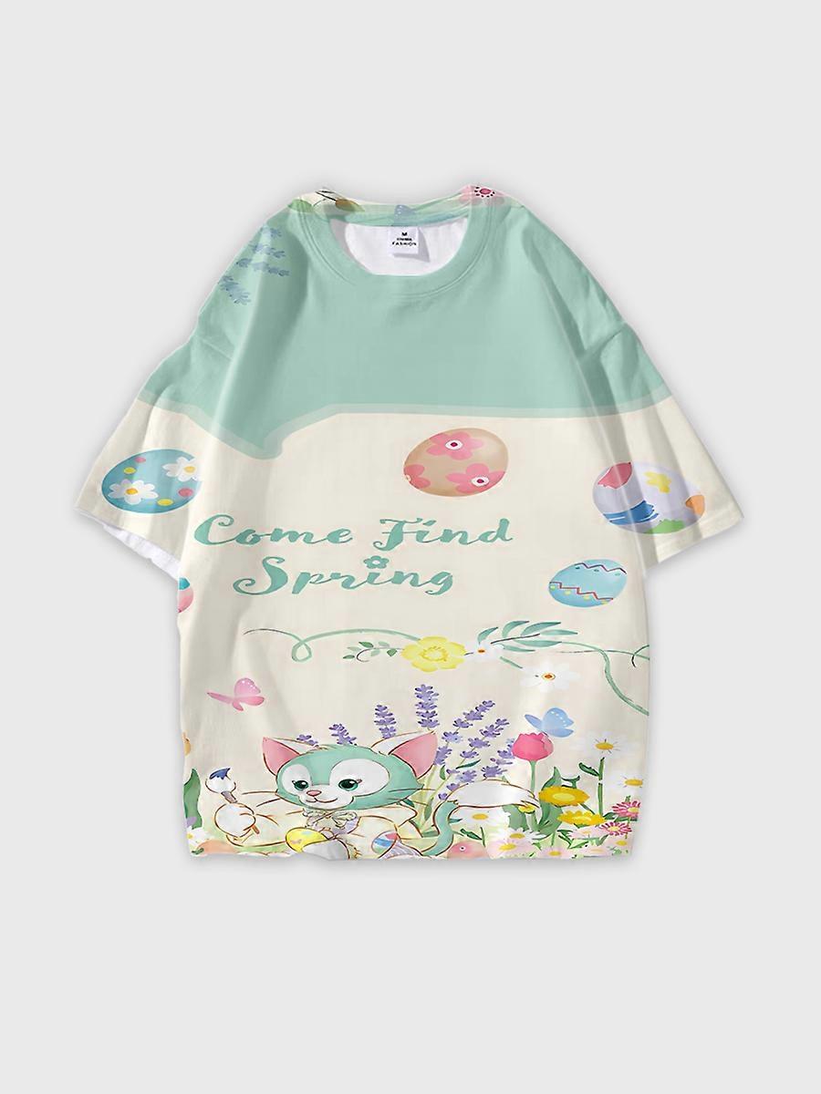 T-shirt round neck Role Pattern loose short sleeve J26