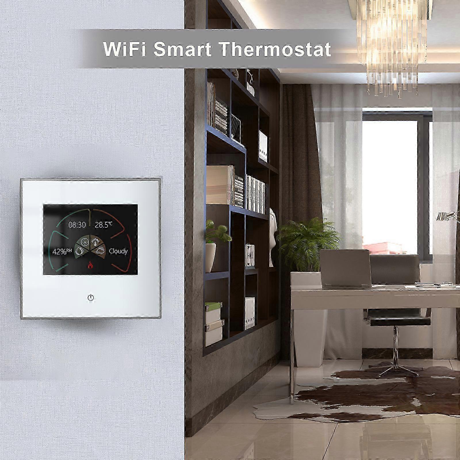 Wifi Smart Thermostat Temperature Controller Weekly Programmable Touch Control/ Mobile App/ Voice Control Compatible With Alexa/ Home, For Electric F