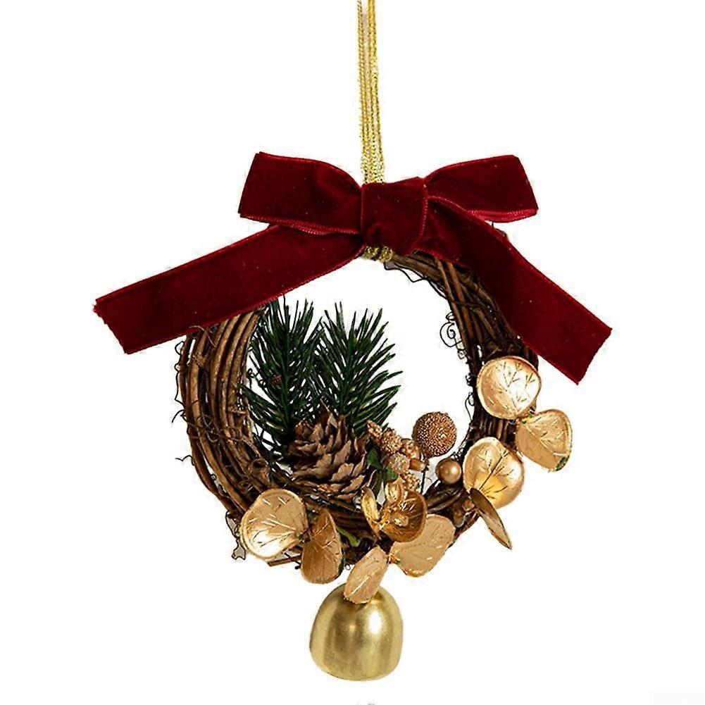 Wonderful Christmas bell wreath for holiday cheer, designed to create a joyful atmosphere wherever you hang it (red ribbon garland).