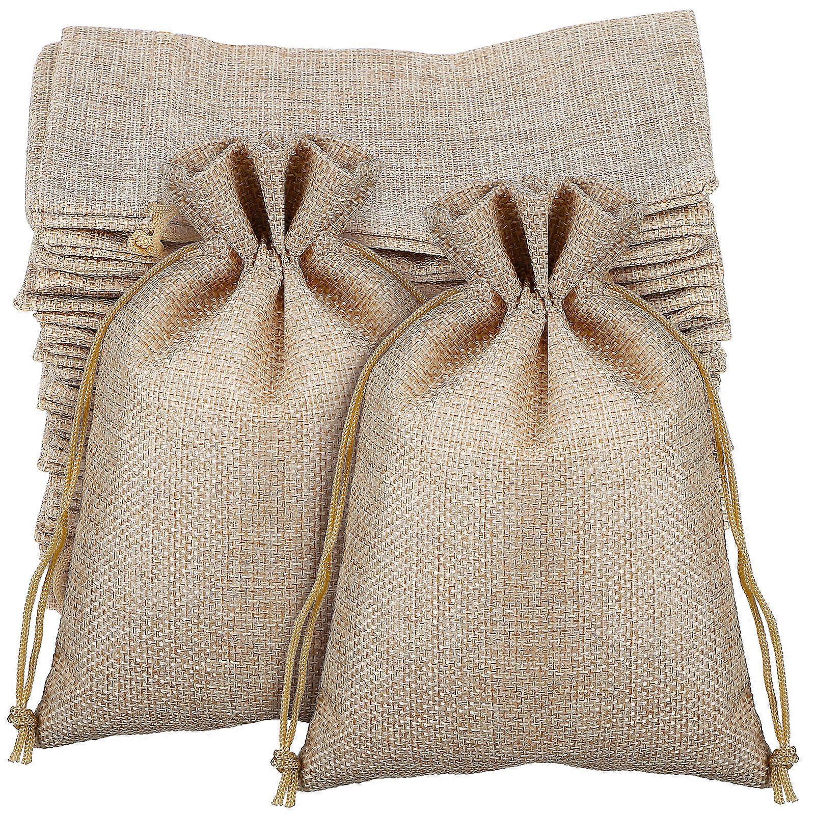 50 Pieces Khaki Cloth Drawstring Bags for Storage with Good Air Circulation and Versatile Use 50pcs