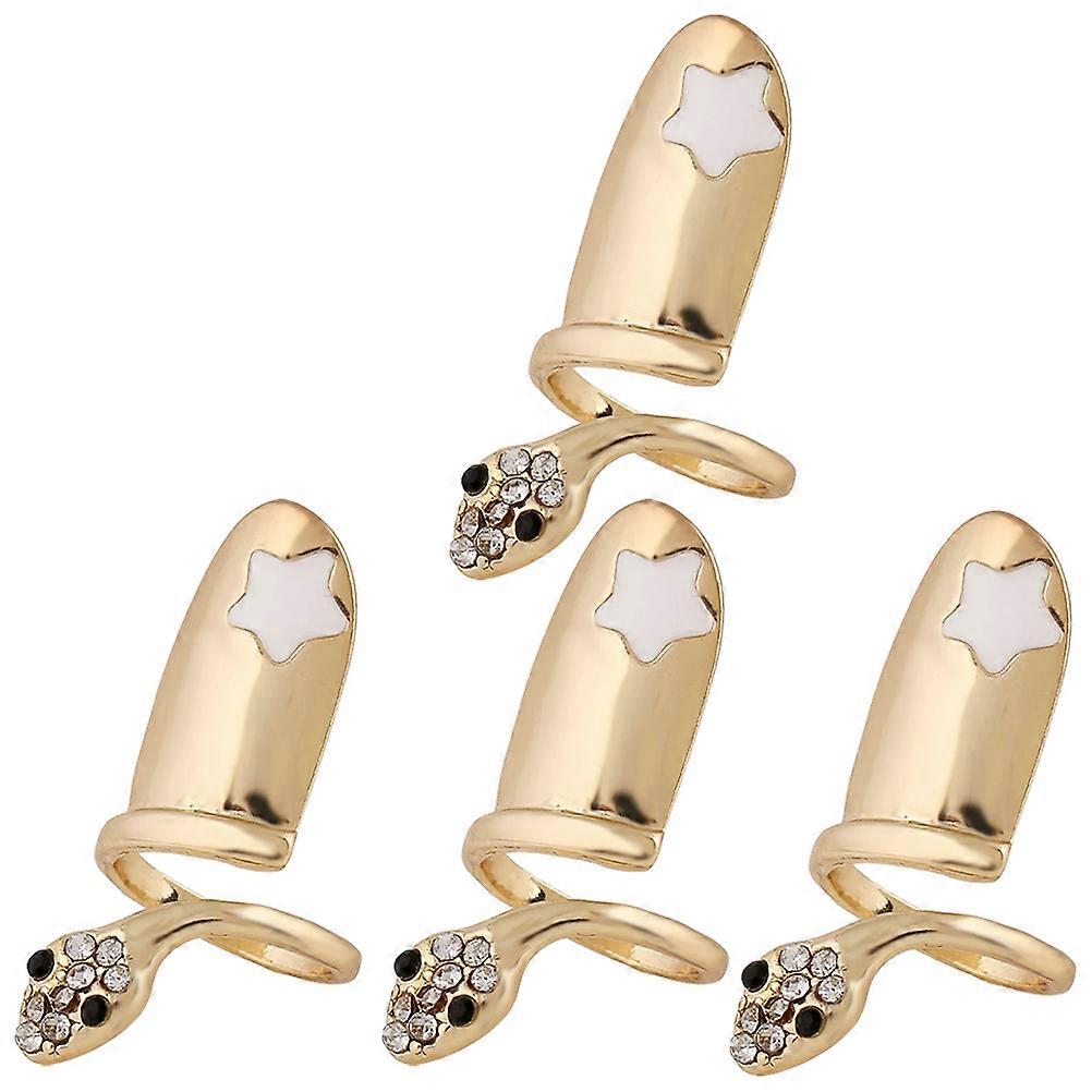 Gold Snake Nail Rings Set Durable & Stylish Nail Accessories for Women, Unique Versatile Design Fits Any Style