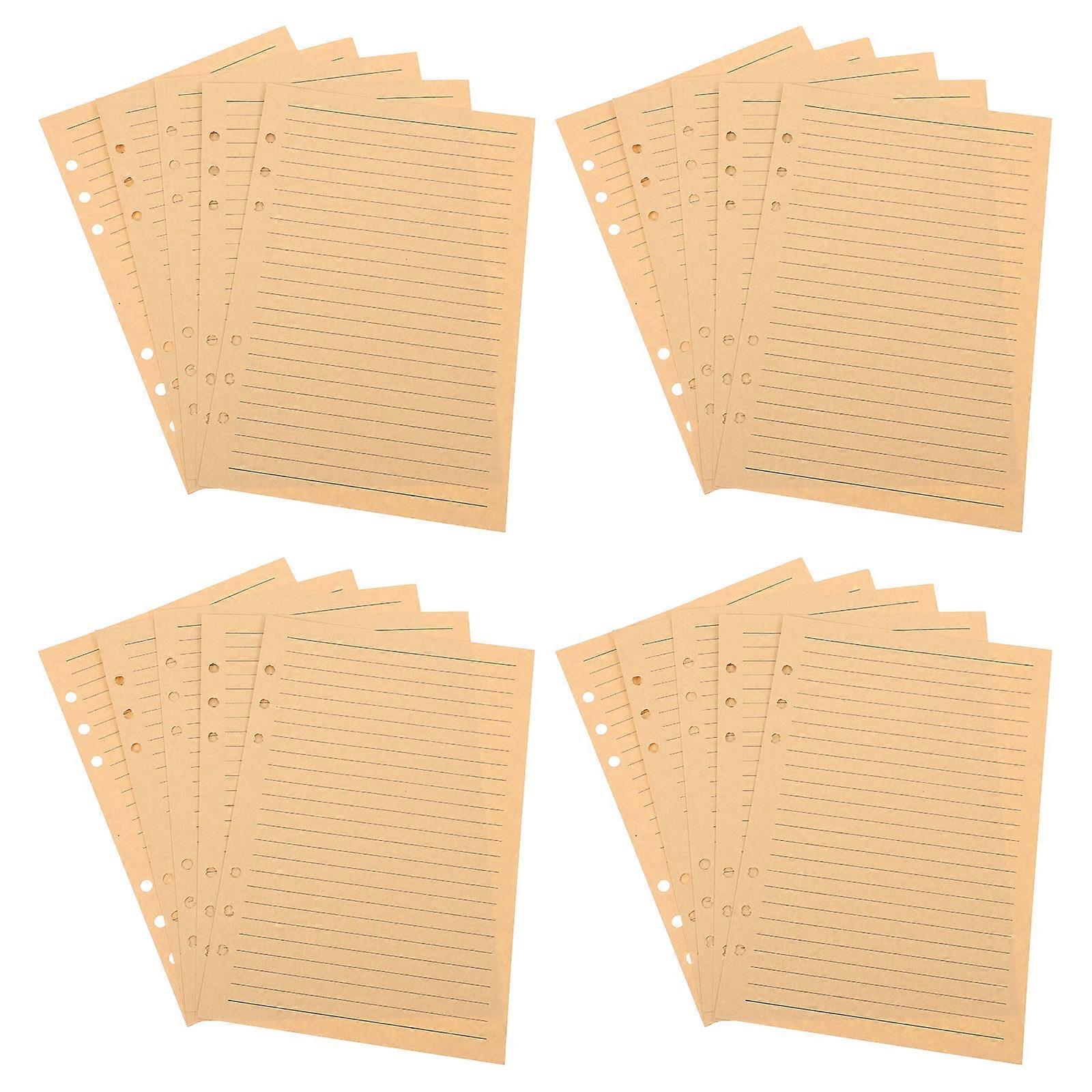 80 Sheets A5 College Ruled Refillable Notebook Paper 6 Hole Loose Leaf Inserts for Journals Planners Notebooks