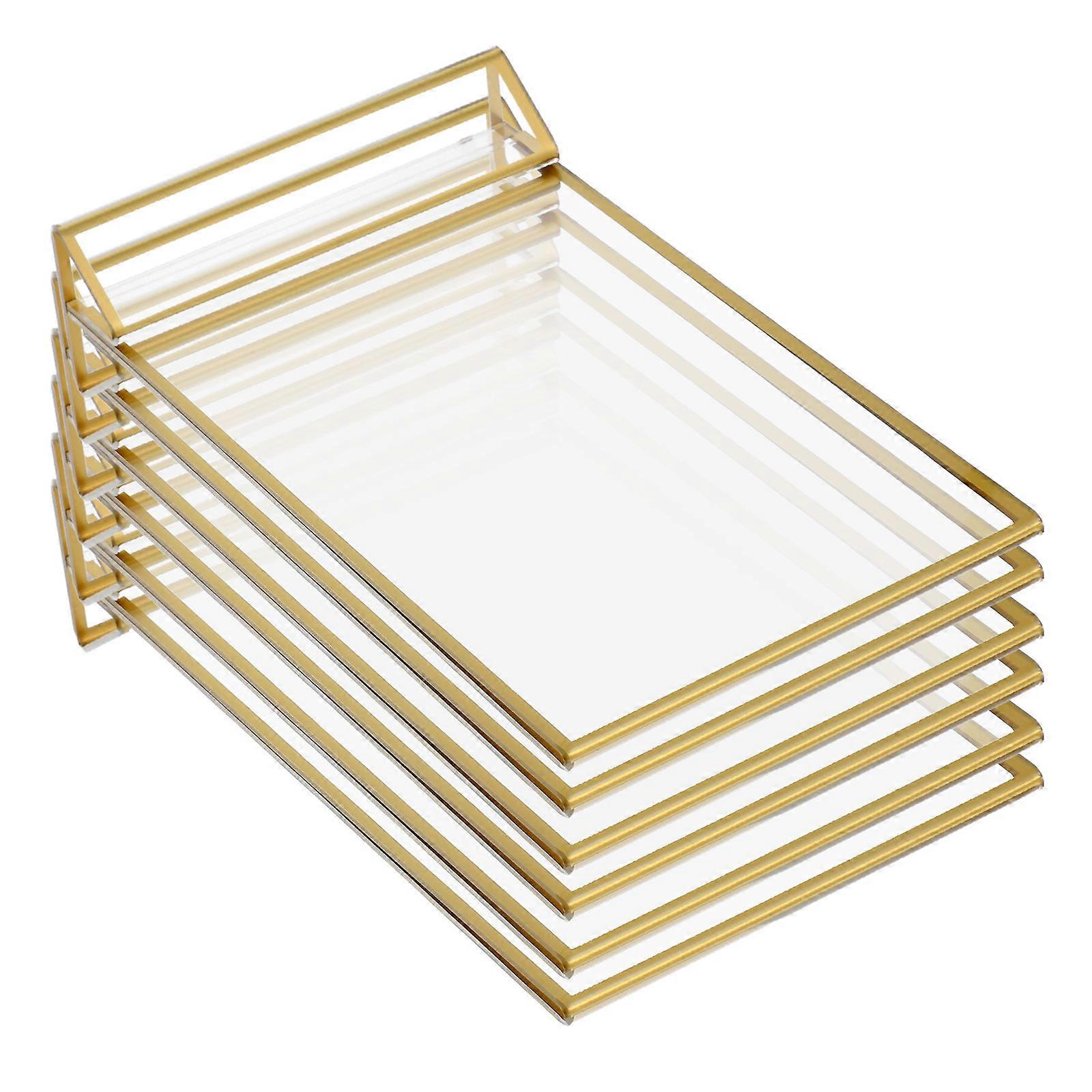 Golden Acrylic Menu Display Stands for Table Use with Sturdy Base 6 Pcs Double Sided