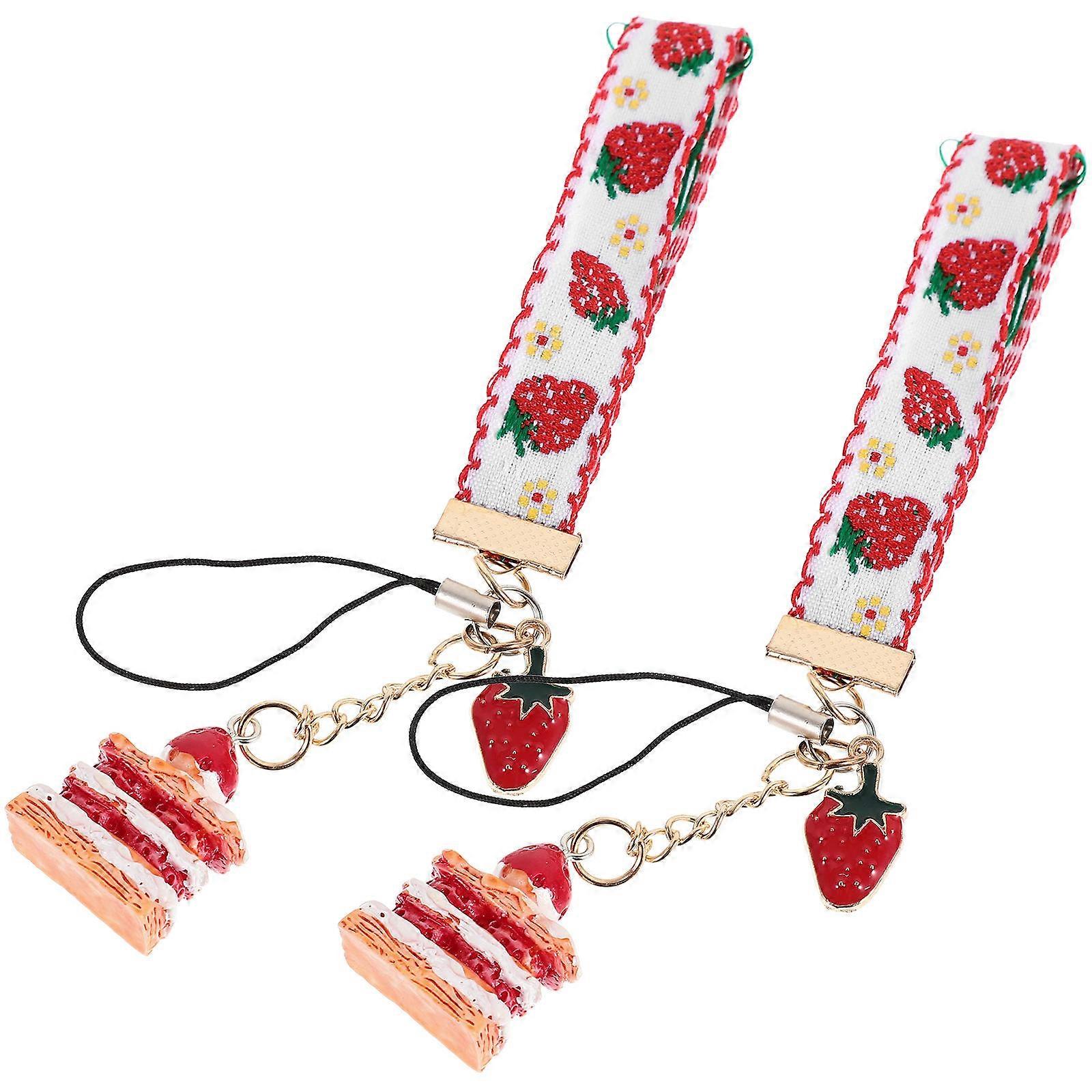 Cellphone Lanyard Mobile Phone Hanging Key Chain Phone Charm Holder Young Adults Random Cake Color 15.00X2.00X1.00CM Diy 2Pcs
