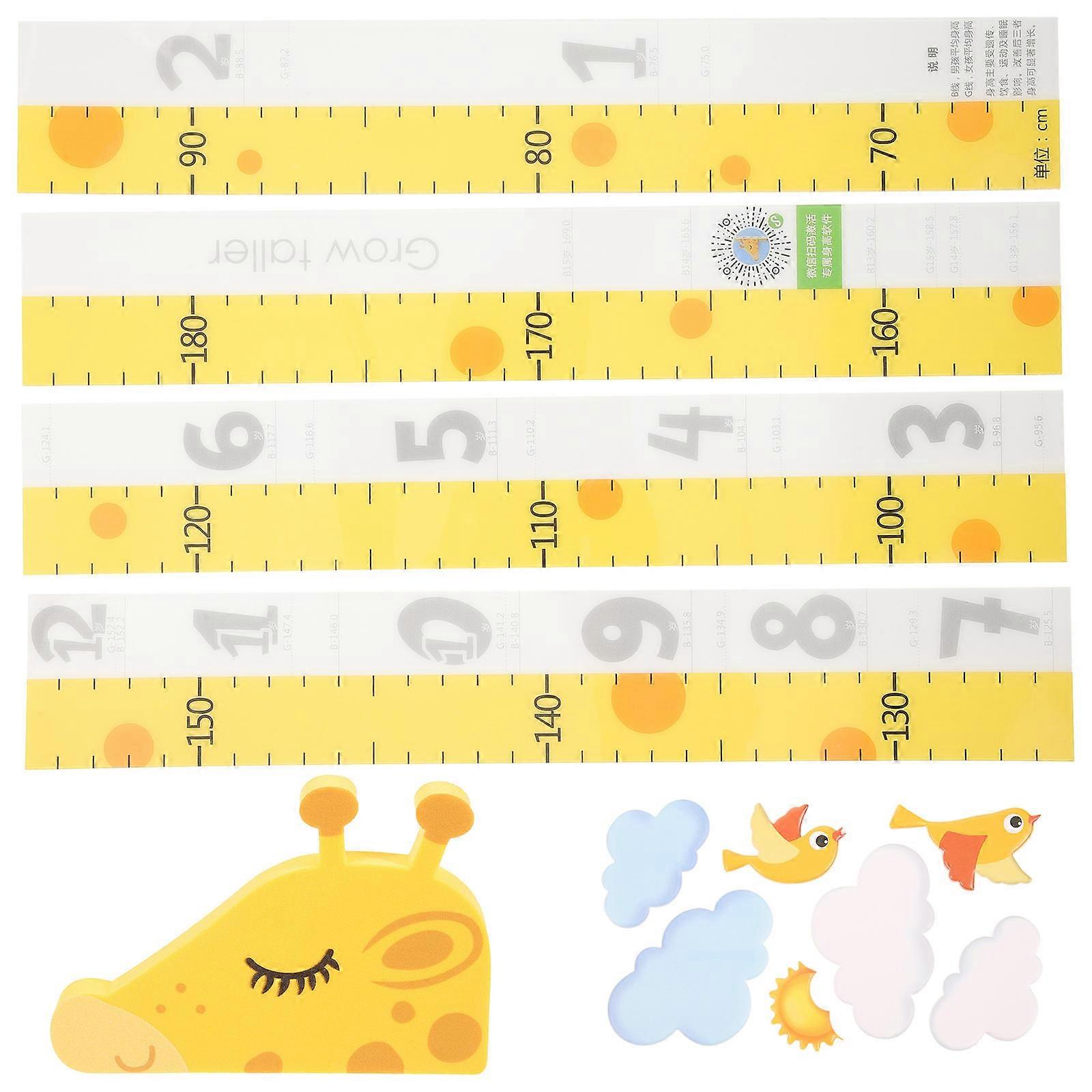 Self-adhesive 3D Design Giraffe Height Measurement Chart Sticker For Nursery Use 1 Set Yellow Color