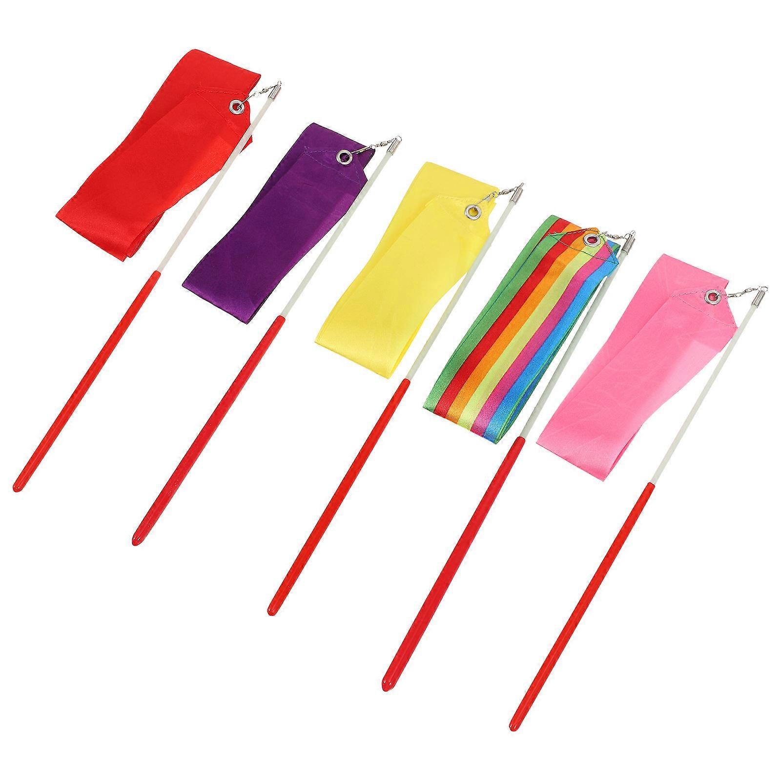 Colored Ribbon Art Gymnastic Streamers Dance Streamers 5Pcs For Rhythmic Gymnastic Dances Assorted Colors Ideal For Exercise Twirling