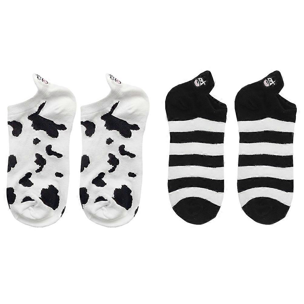 Girl Short Socks With Cow Pattern Perfect For Summer Use Comfortable 2Pcs