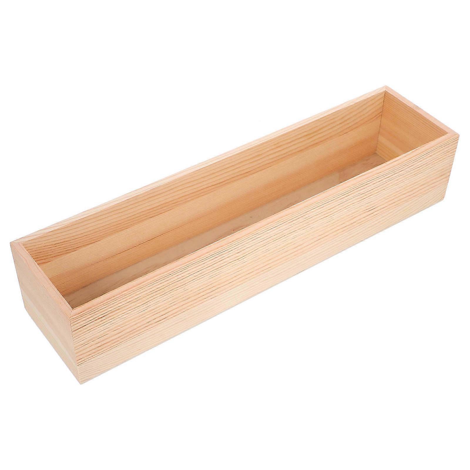 Creative Storage Box Wood Case For Homeowners 15.7X3.9X3.1in Khaki Minimalist Design Organization 1Pack
