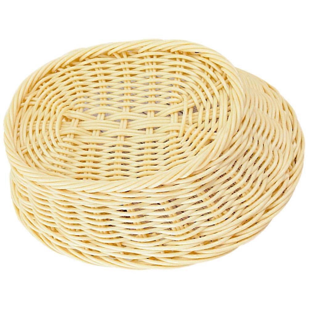 Beige Woven Basket for Storage Use Made of PP Material Lightweight and 7.87 x 4.72 x 3.94 Inches