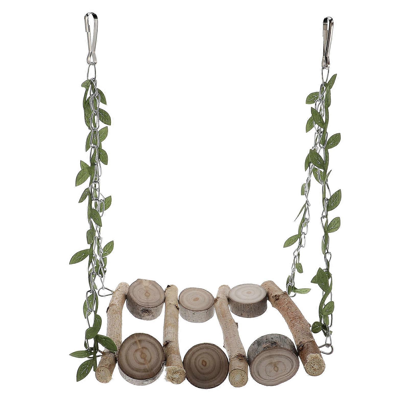 Parrot Rope Swing Hanging Toy For Pet Birds Indoor Play Light Brown Durable 1Set