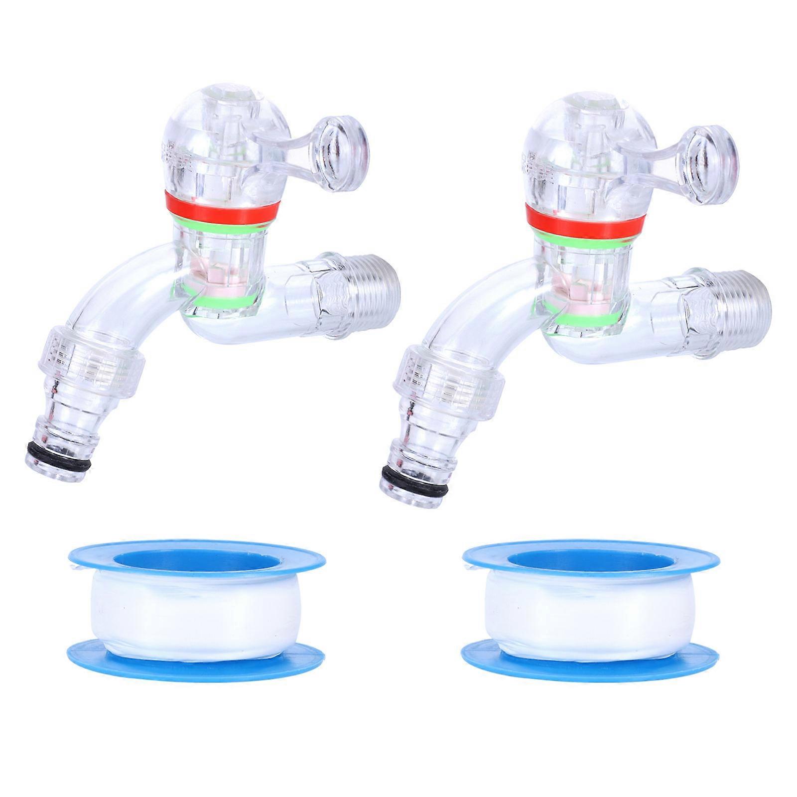Transparent Water Tap 2Pcs Washbasin Faucet for Bathroom Use Durable Use Standard Design Easy Cleaning