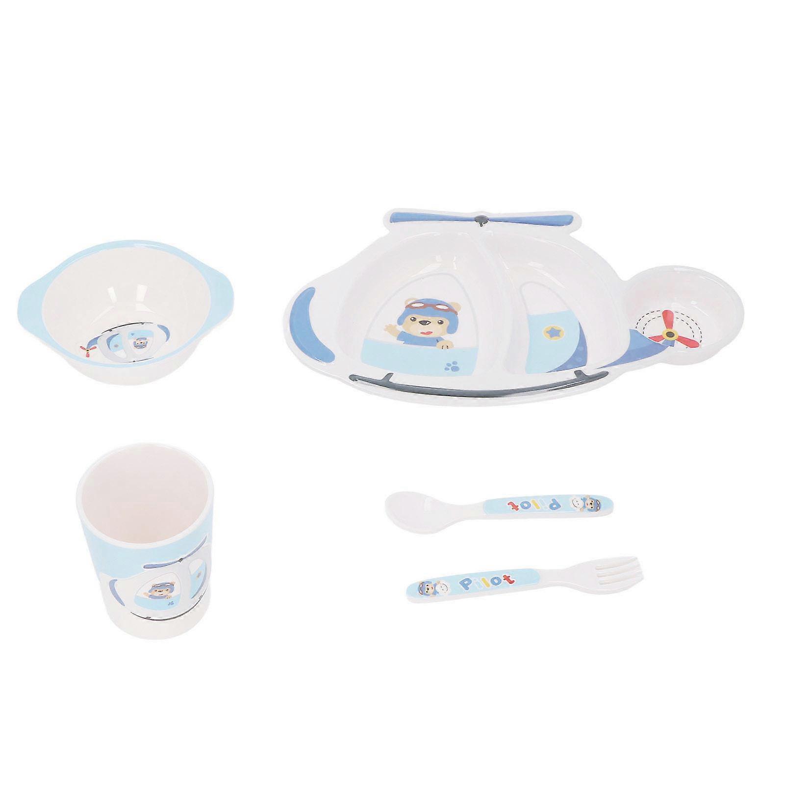 Baby Dinner Plate Set Slip Resistant Infant Feeding Set Cartoon Pattern Lightweight Children Tableware Set