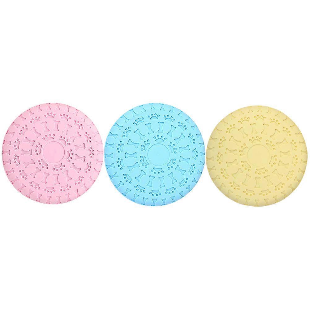Portable Dog Flying Disc Toy for Pet Use Washable TPR Material 3 Pcs Assorted Color