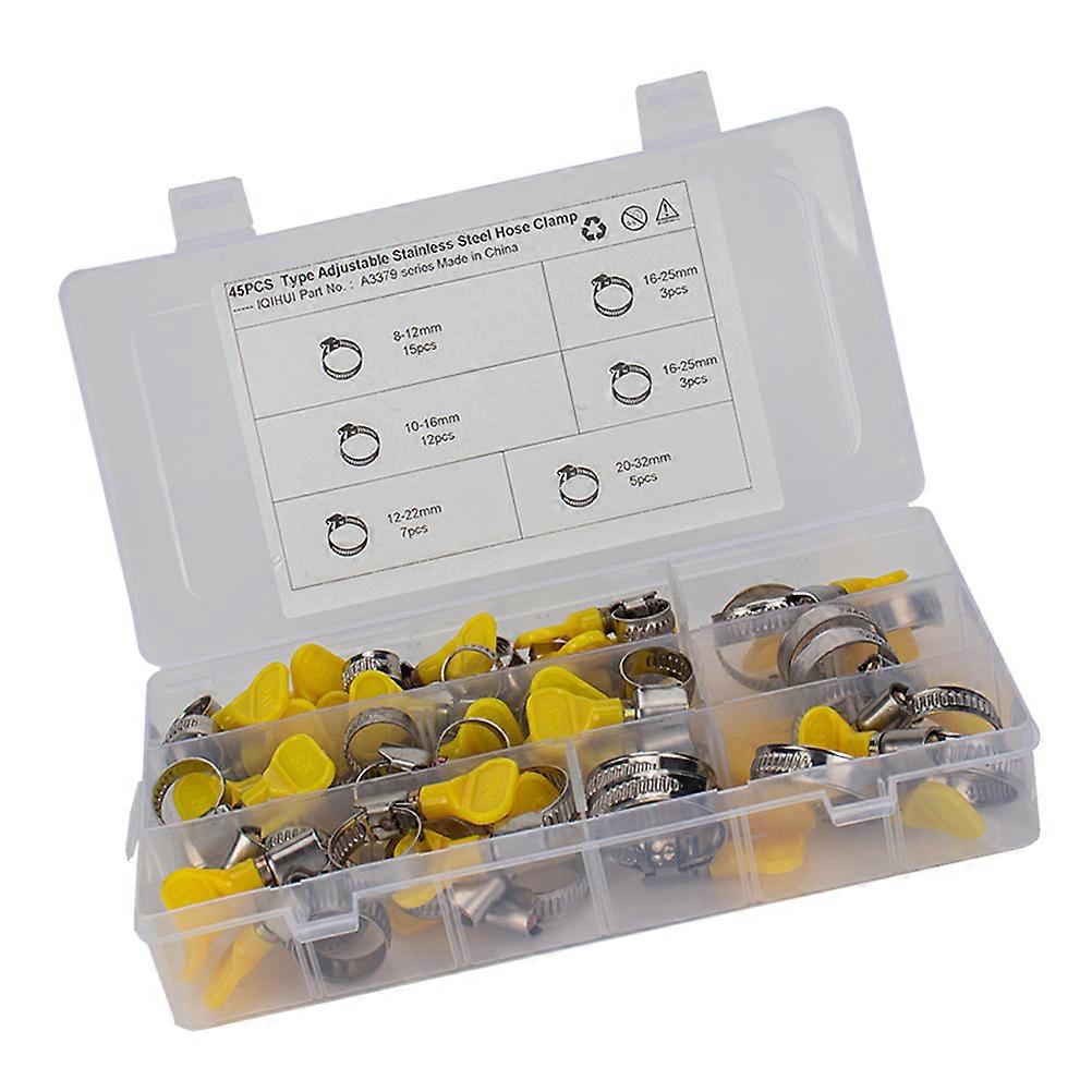 45pcs Stainless Steel Clamps with Plastic Handle for Hydraulic Hoses