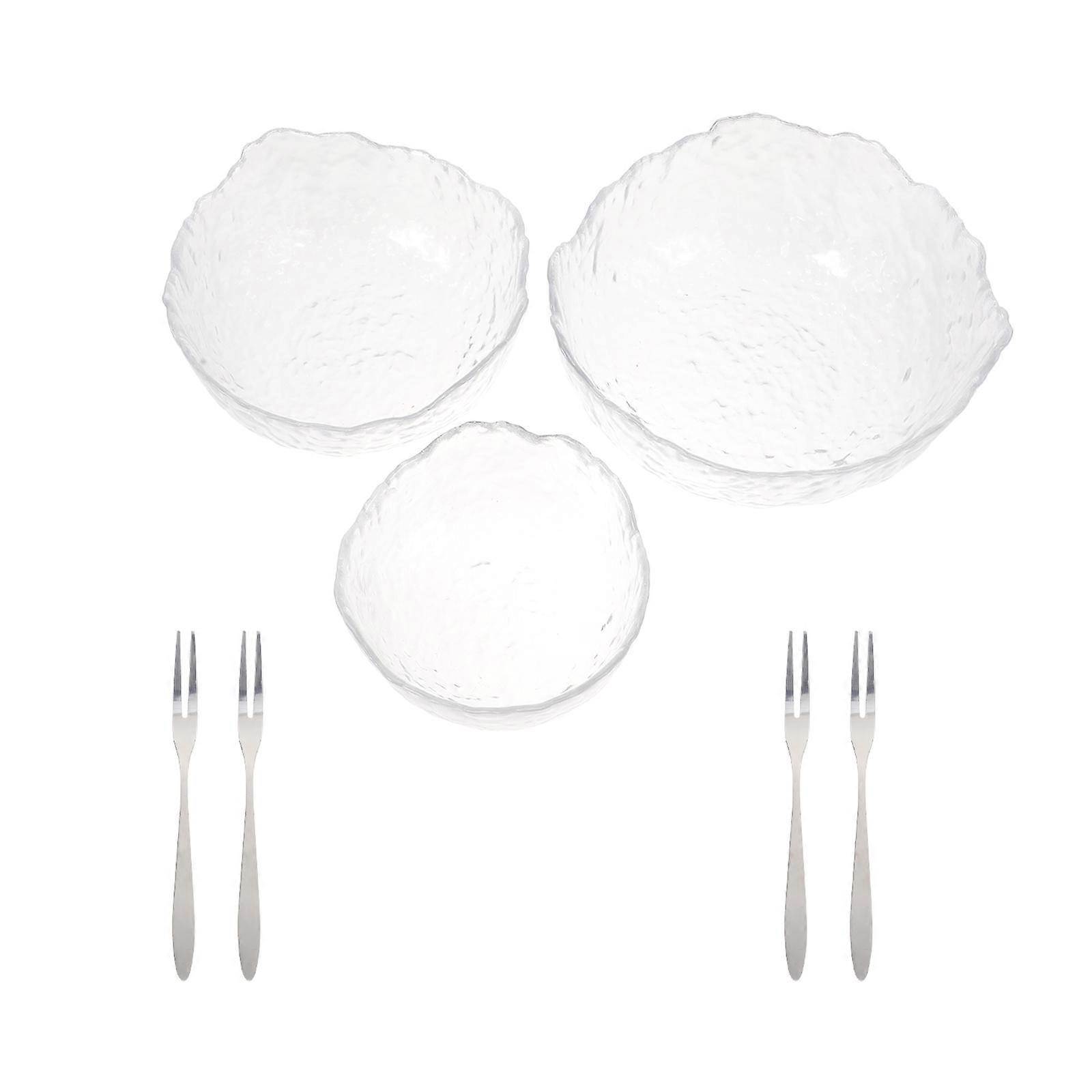 Stainless Steel Bowl 3Set White Hammer Pattern Tableware Set Suitable For Noodles And Dessert At Home Gatherings