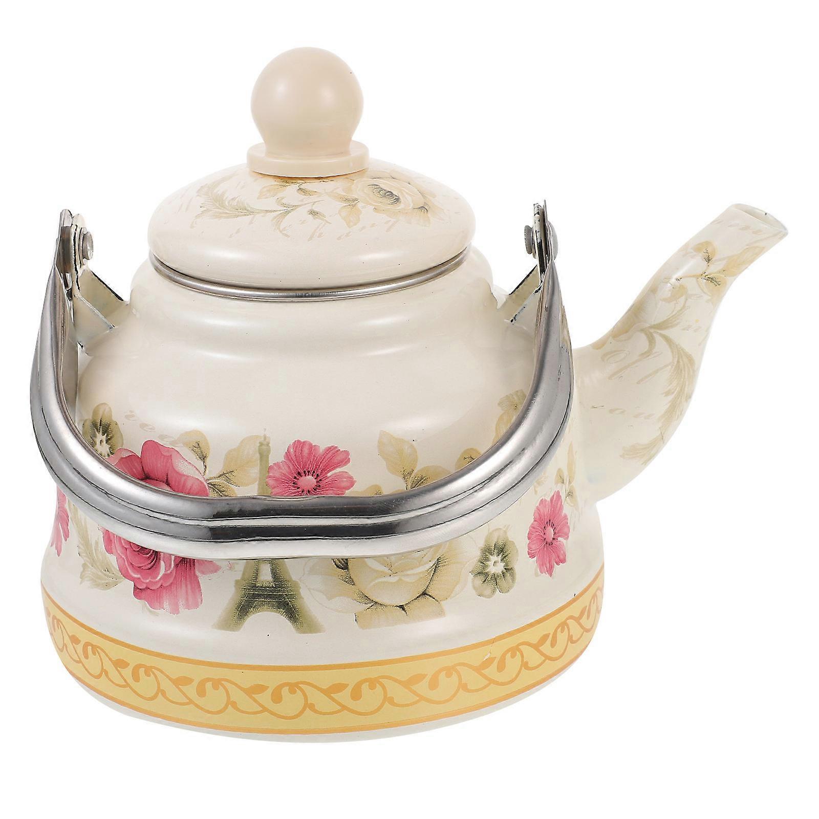 Enamel Tea Kettle For Home 1Pack Classic Style Multi Color Decorative Water Pot Rapid Heating Function