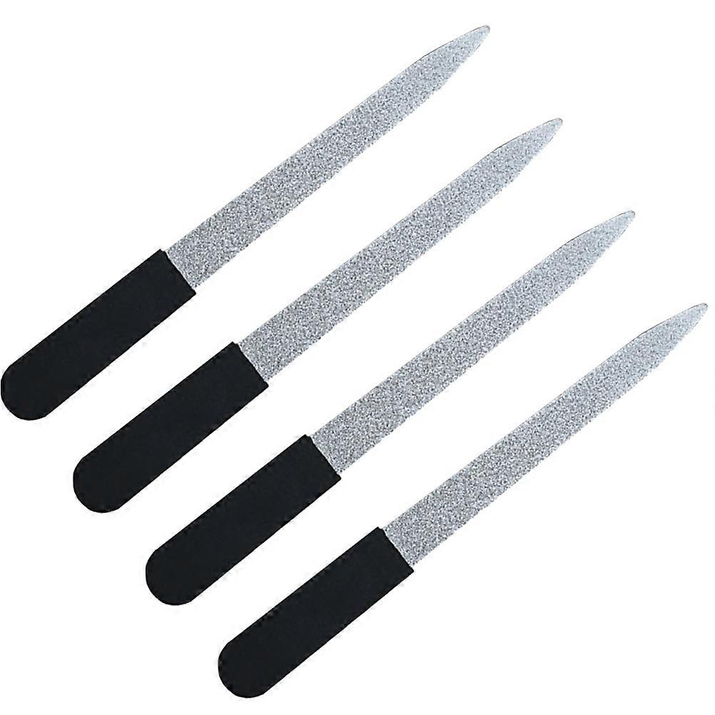 Durable Nail Polishing File with Silicone Handle for Professional Use 4pcs Stainless Steel Buffers
