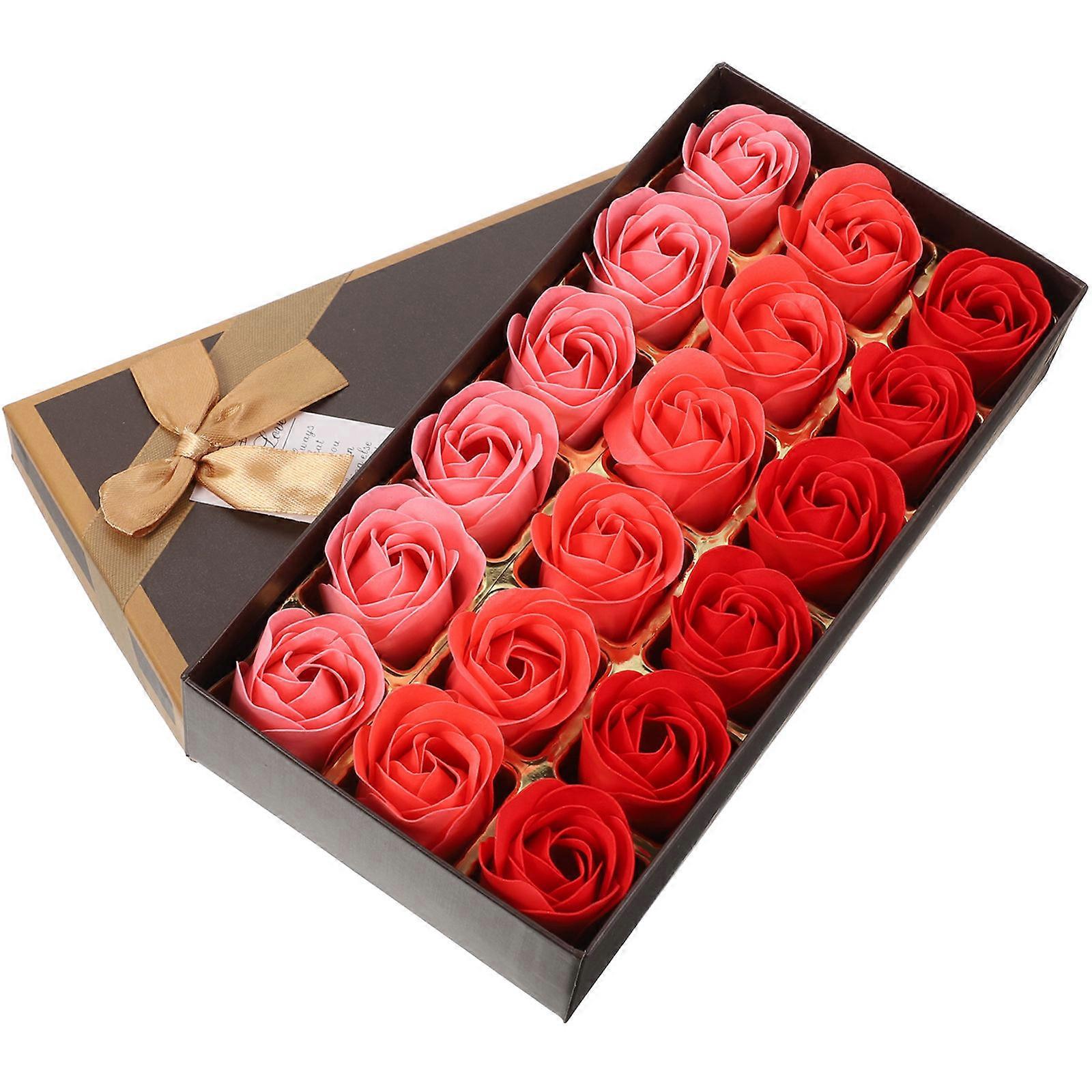 Soap Rose Imitation Rose Soap for Home Use 1 Box with Storage Box Red