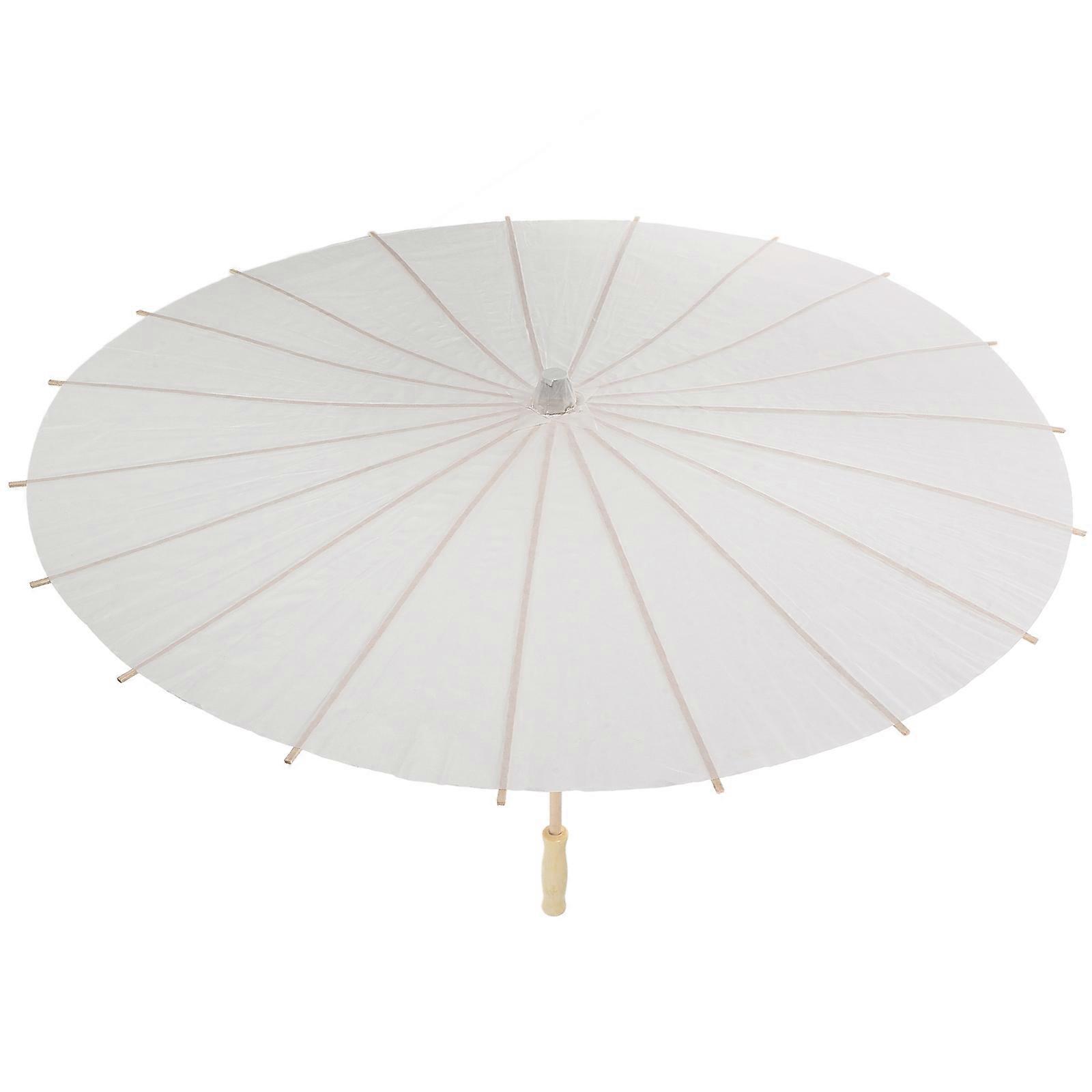 DIY Hand Painted Paper and Wood Small Umbrella for Decor White Color Elegant Design 1 Piece