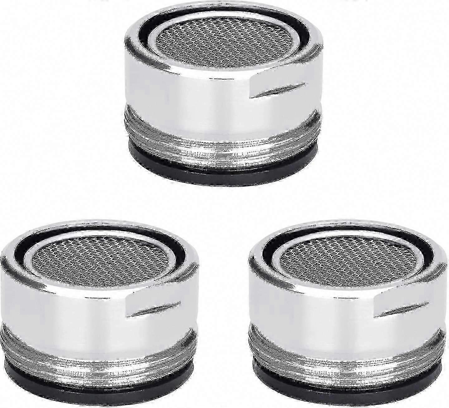 Brass Threaded Faucet Aerators with Gaskets - 3-Piece Tap Nozzle Replacement Set (Silver)