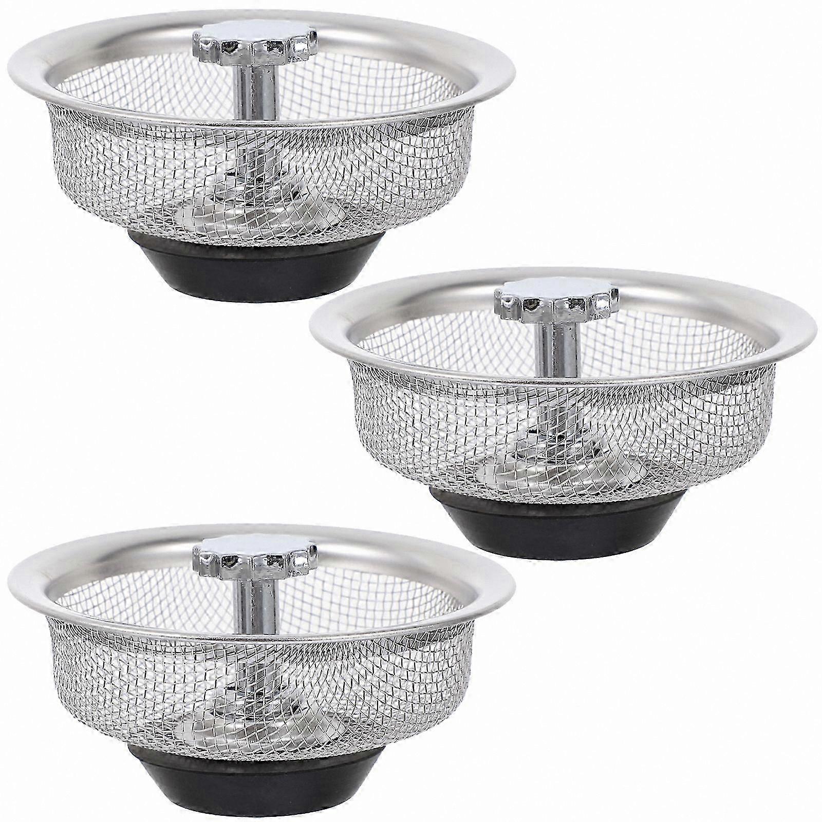 3-Pack Mesh Sink Strainers, Stainless Steel Drain Filters for Kitchen Use