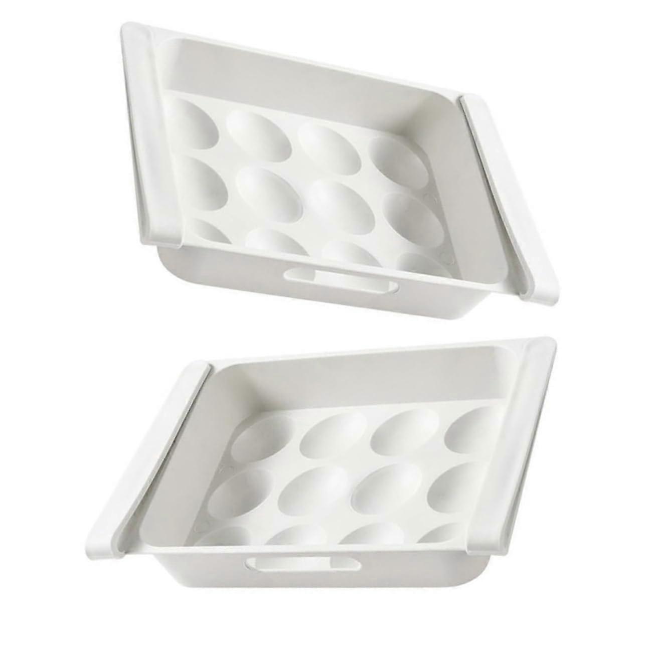 2 Piece Plastic Egg Holder Storage Box with Multiple Compartments for Refrigerator, Space-Saving and Durable Household Use