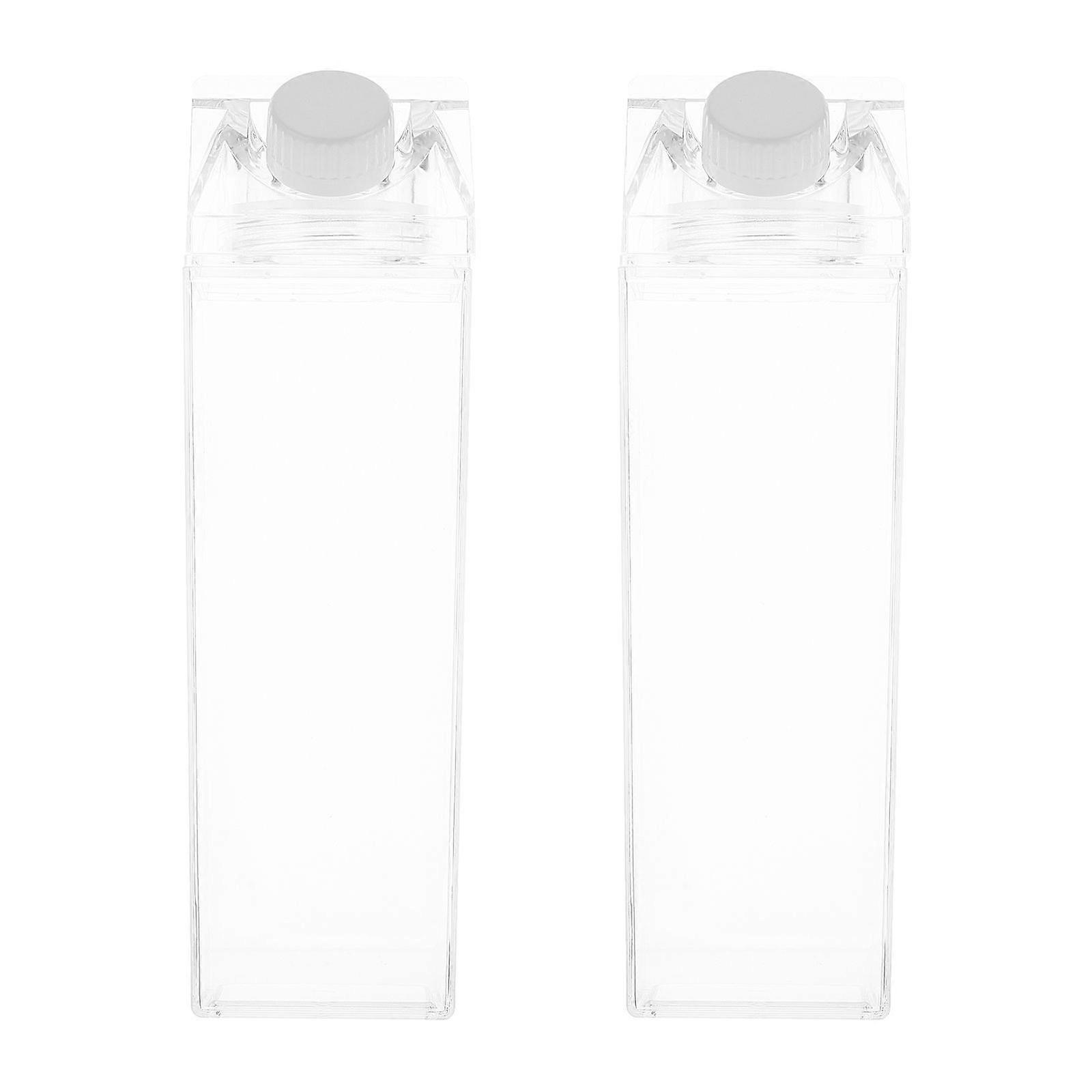2 Pcs Plastic Milk Cup Drinking Cup Transparent Storage Container(500ml)