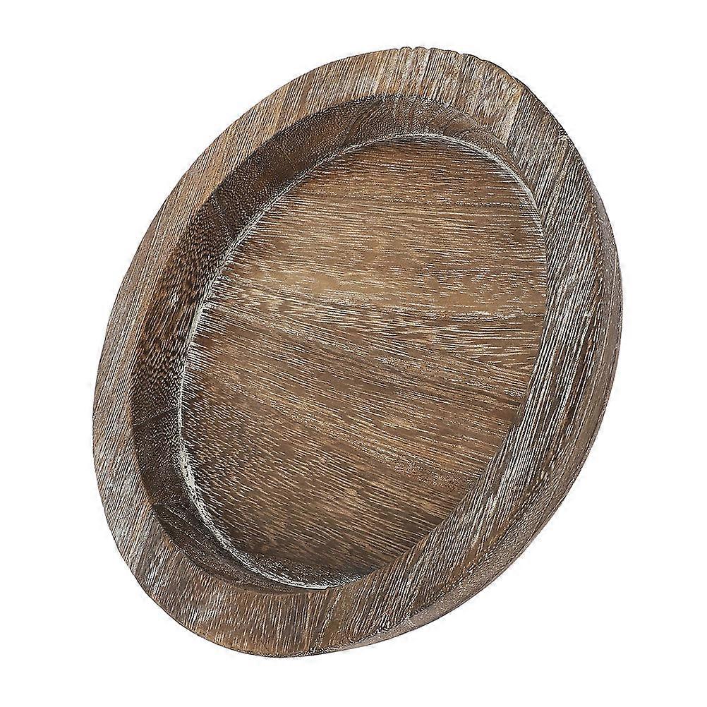 Wooden Counter Tray for Holding with Smooth Surface and Elegant Round Shape Coffee Color 10.5 Inches