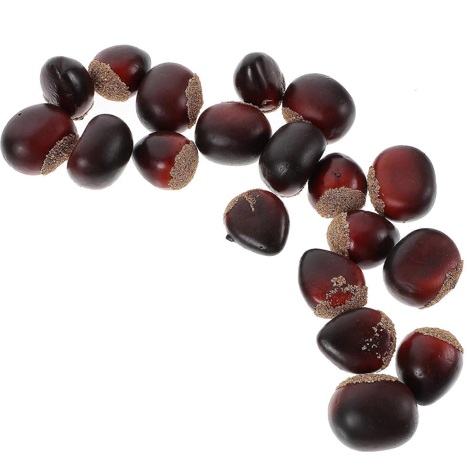 20pcs Lifelike Artificial Chestnut Nuts Decoration – Realistic Food Display Props for Kitchen, Dining Table, Party & Photography – Lightweight Autumn