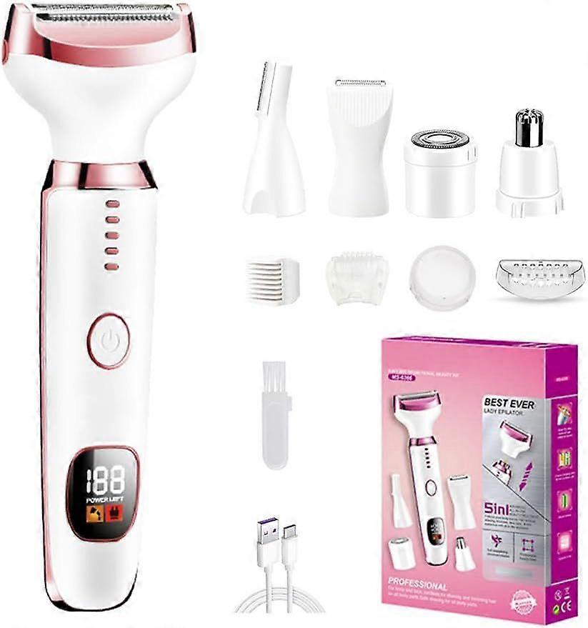 5-in-1 Electric Razor Shavers for Women , Intimate Shaver for Women, Electric Hair Remover for Face, Nose, Armpits, Intimate Area, Bikini Trimmer, Epi