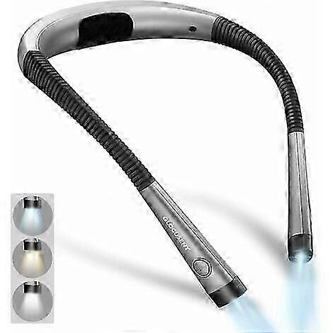 Glocusent Rechargeable Reading Light, 3 Colors & 6 Brightness Levels, Foldable Arm, Long-Lasting Bed Reading Lamp for Night Use
