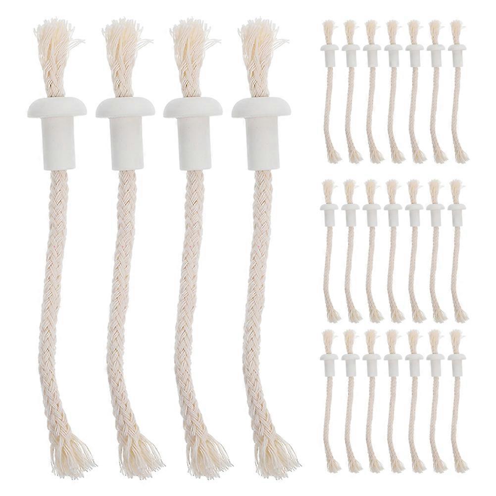 Cotton Oil Lamp Cord Round Braided Wick Holders Kerosene Lantern Wicks With Holder Diy Ceramic 30 Sets